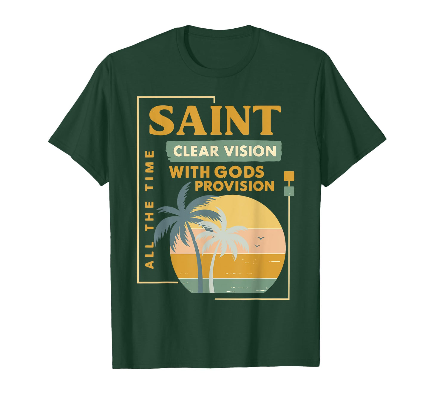 Saint Retro Palm Christian Faith Sunset Graphic T-Shirt