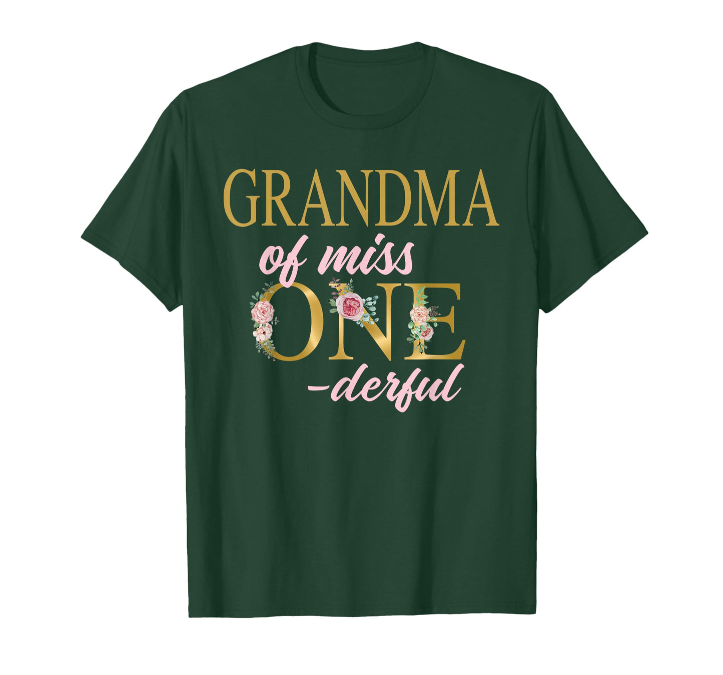 Grandma of Miss Onederful 1st Birthday First One-Derful T-Shirt