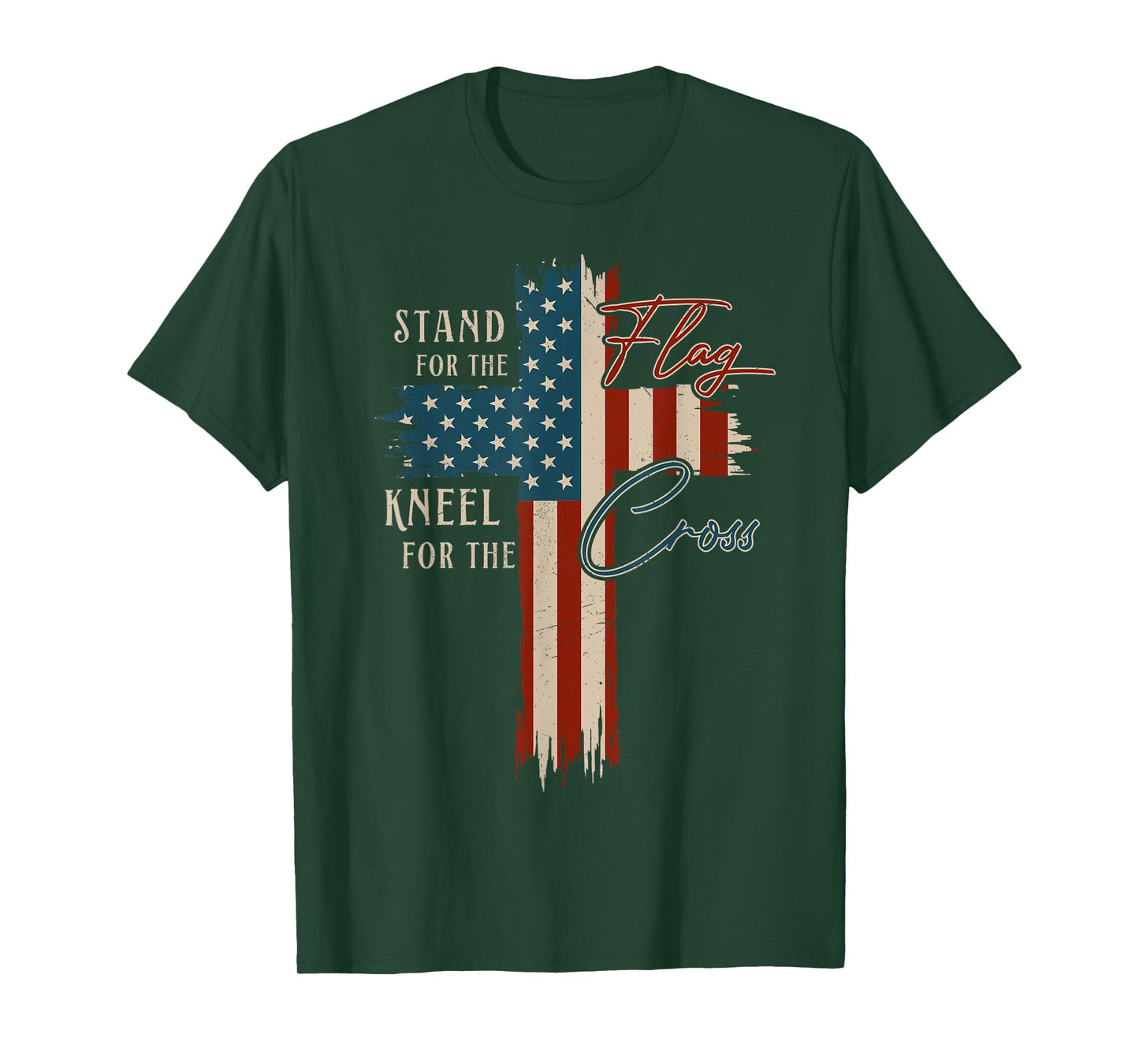 Christian Cross USA Flag 4th of July Religious Patriotic T-Shirt