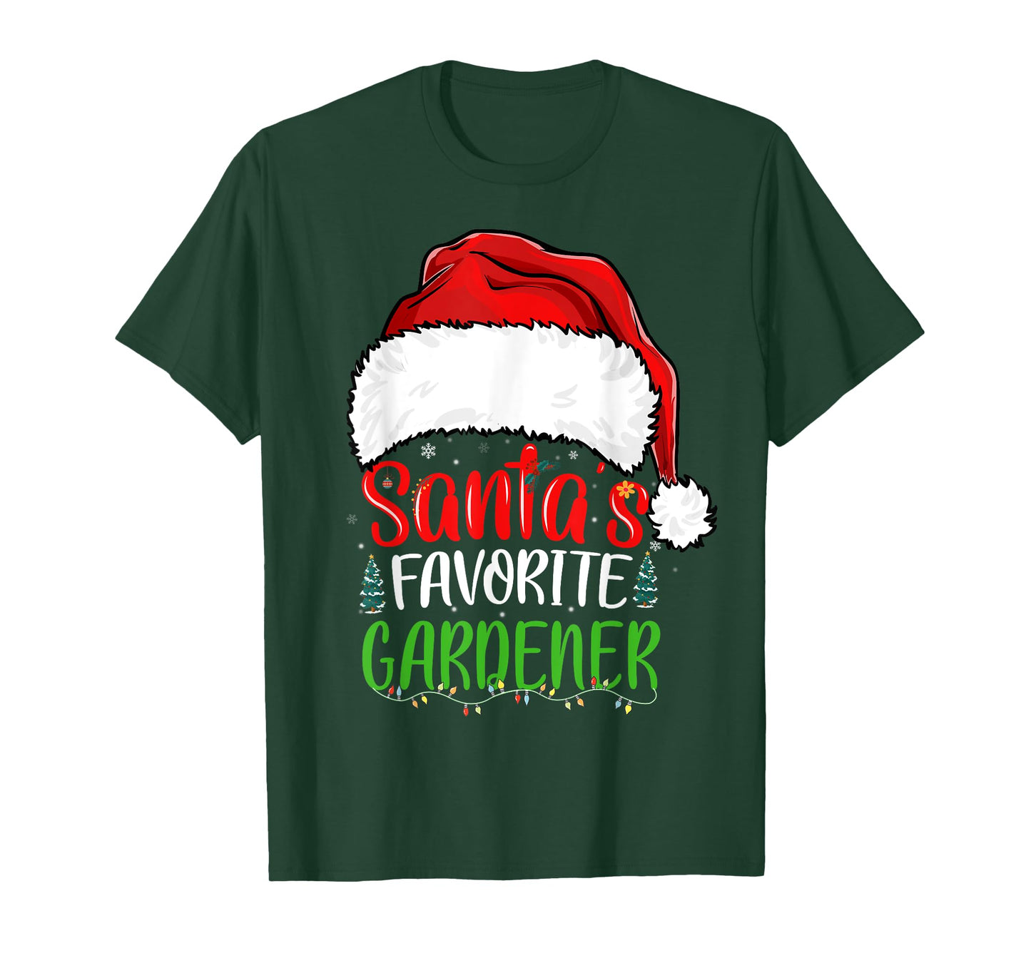 Santa's Favorite Gardener Funny Christmas Gardening T-Shirt