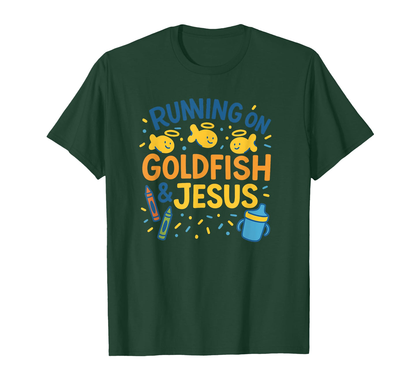 Running on Goldfish & Jesus Christian Preschool Teacher T-Shirt
