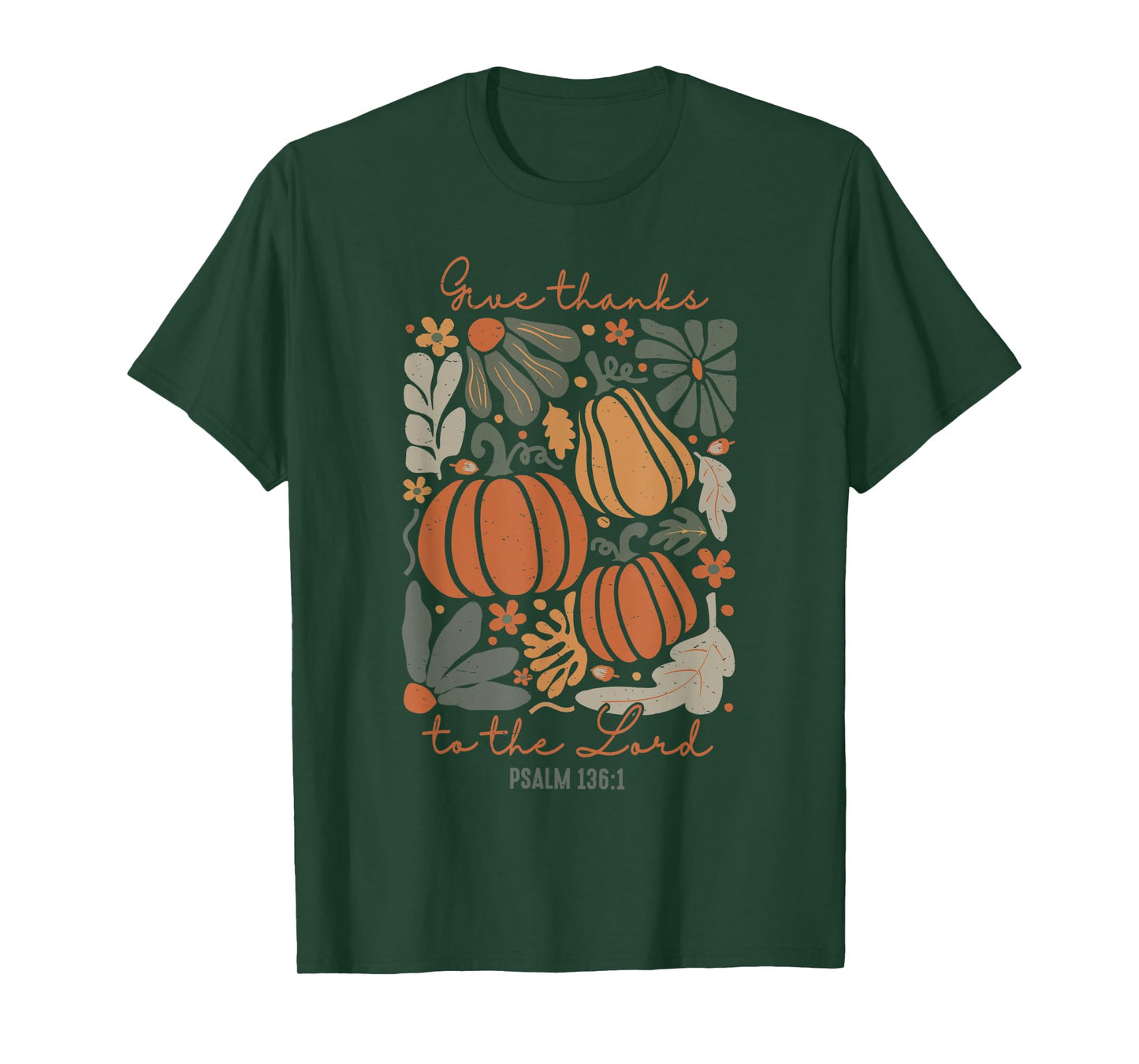Give Thanks To The Lord Boho Floral Christian Thanksgiving T-Shirt - Black, Small, Unisex-Adults, Short Sleeve, T-Shirt, Polyester 100%