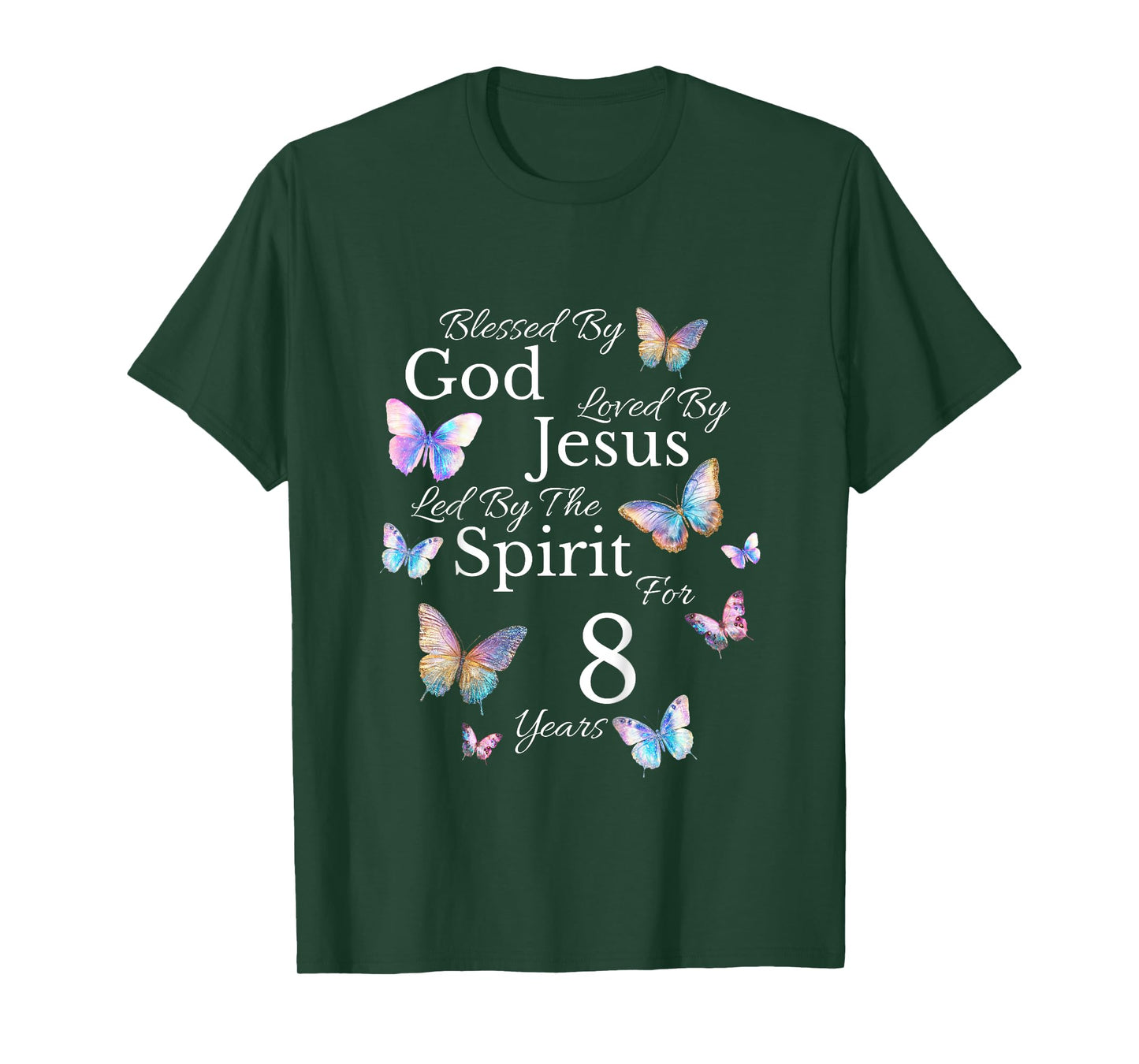 Kids Blessed By God Loved By Jesus For 8 Years Old 8th Birthday T-Shirt