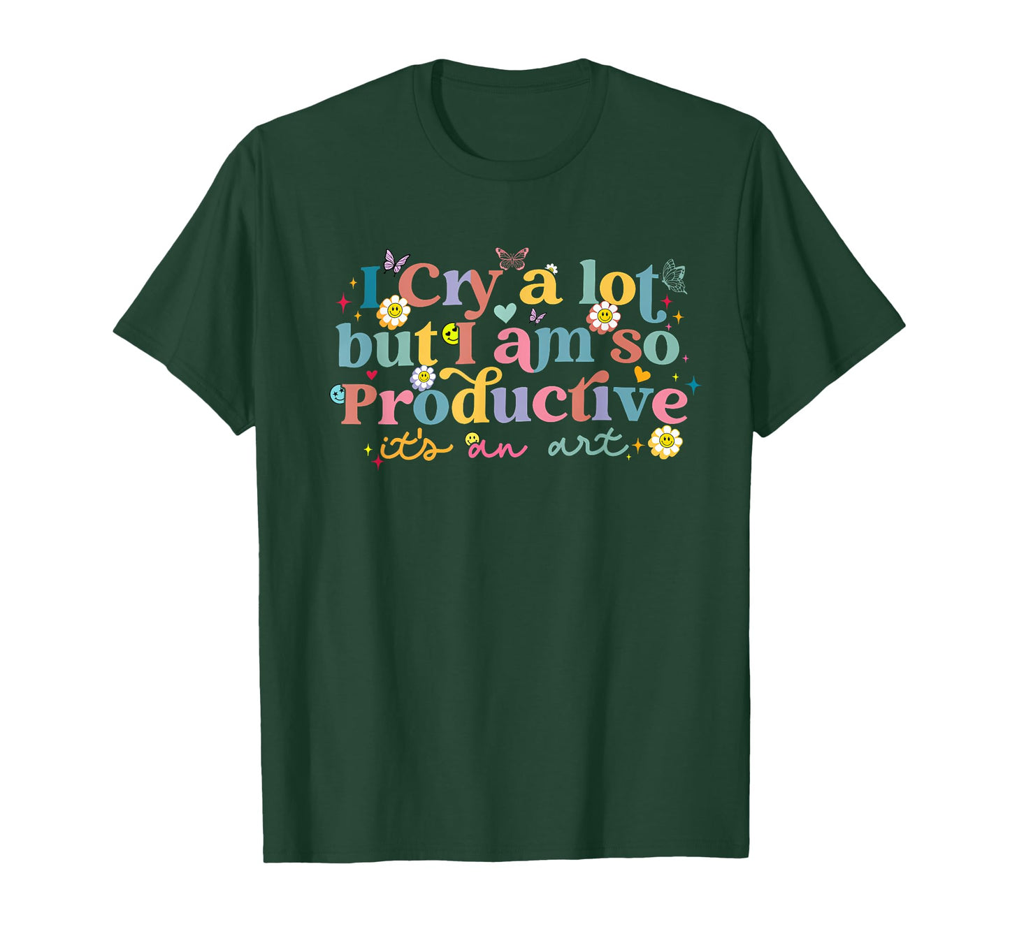Retro I Cry A Lot But I Am So Productive Funny Trending Meme T-Shirt