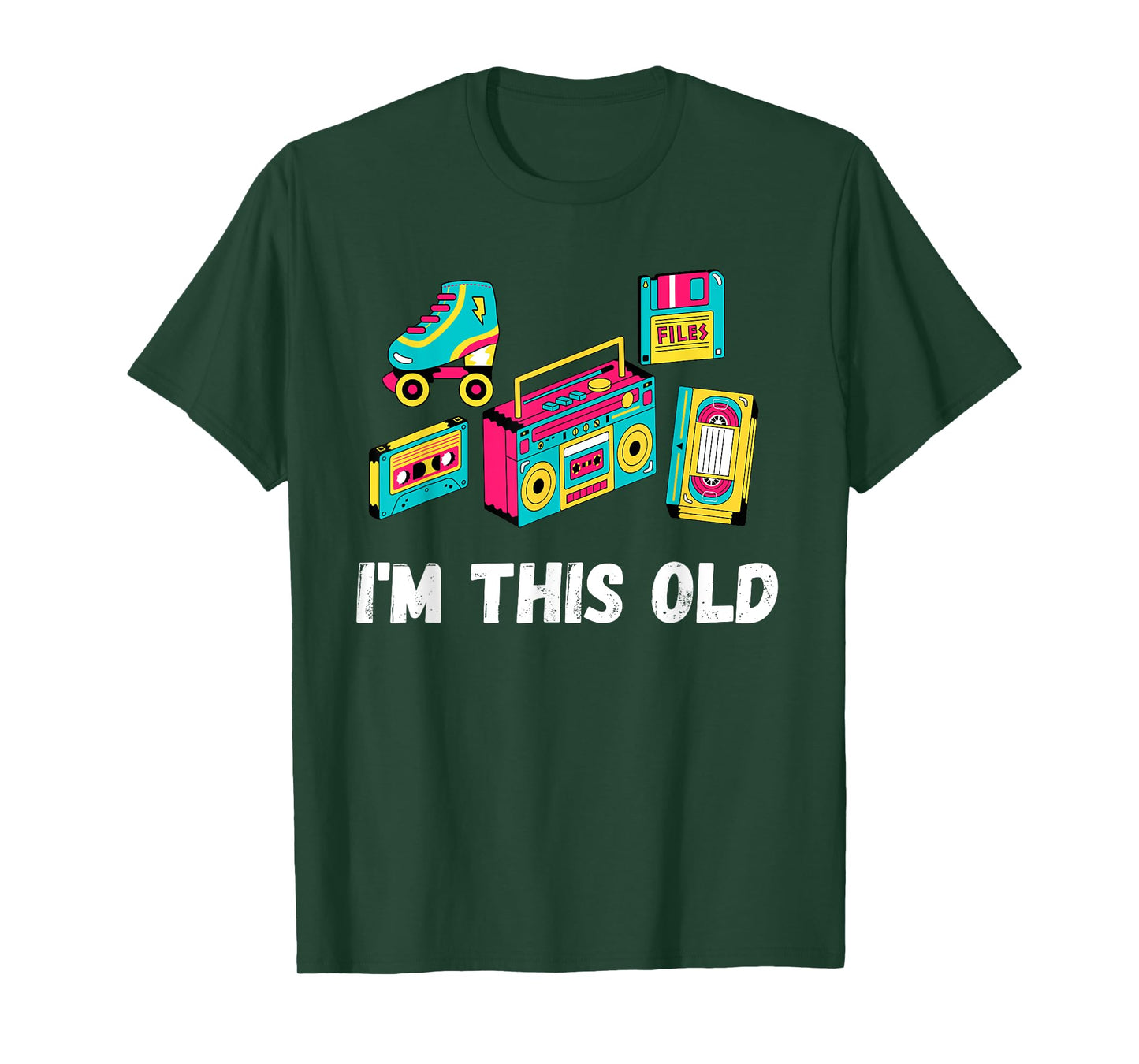 Funny I'm this old quote cassette VHS roller blades 1980s T-Shirt