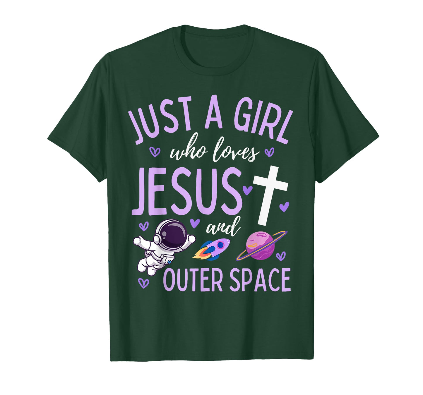 Just A Girl Who Loves Jesus and Outer Space Christian Funny T-Shirt