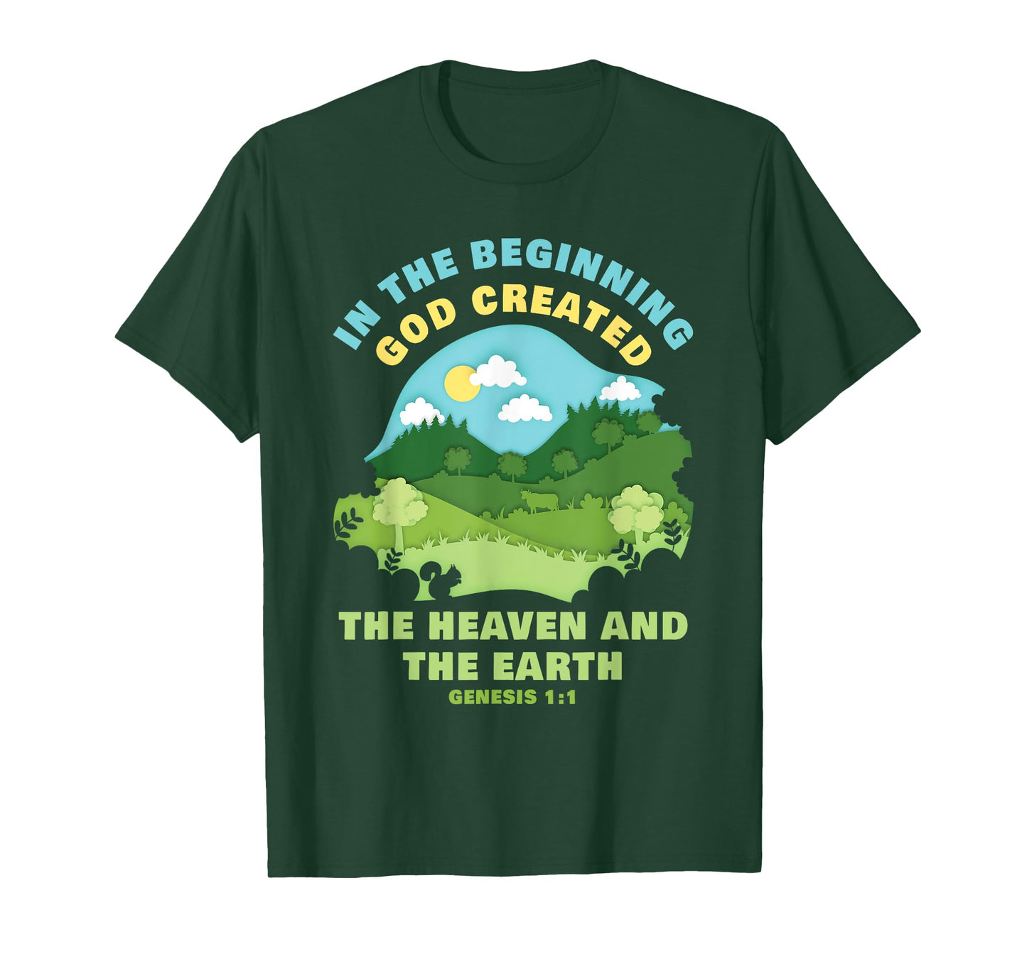 Genesis 1:1 In The Beginning GOD Created – Kids Faith Verse T-Shirt