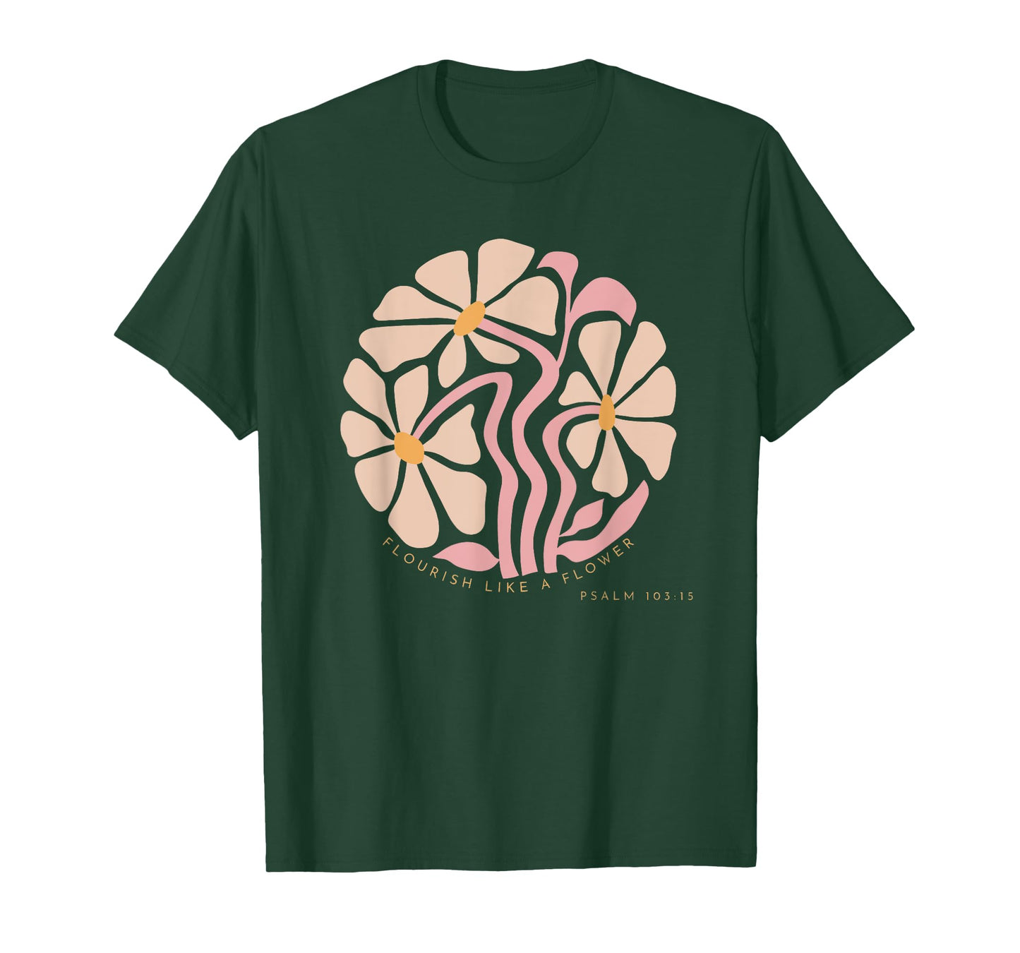 Flourish Like A Flower Retro Boho Christian Floral Womens T-Shirt