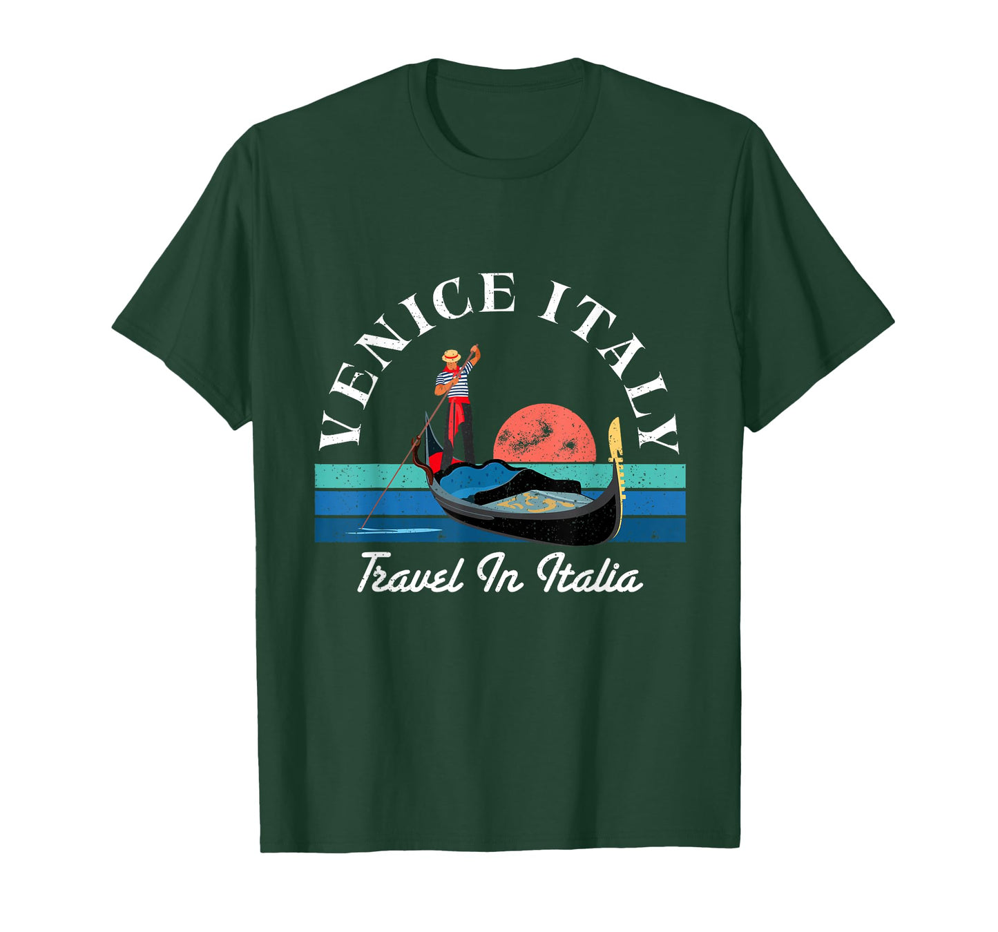 Gondolier Gondola Venice Italy Vintage 70s 80s Style T-Shirt