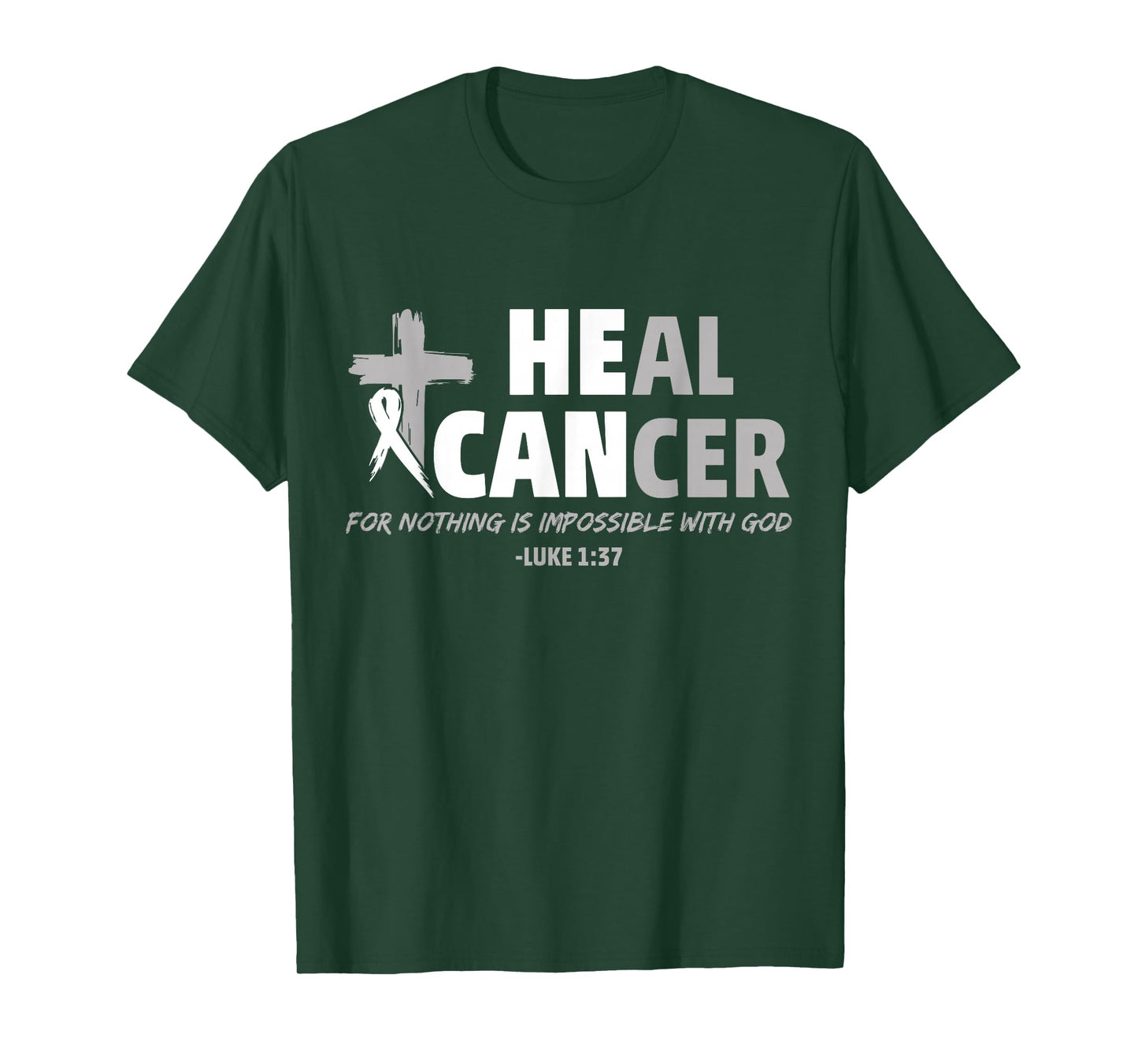 Lung Cancer Awareness White Ribbon Christian Cross T-Shirt