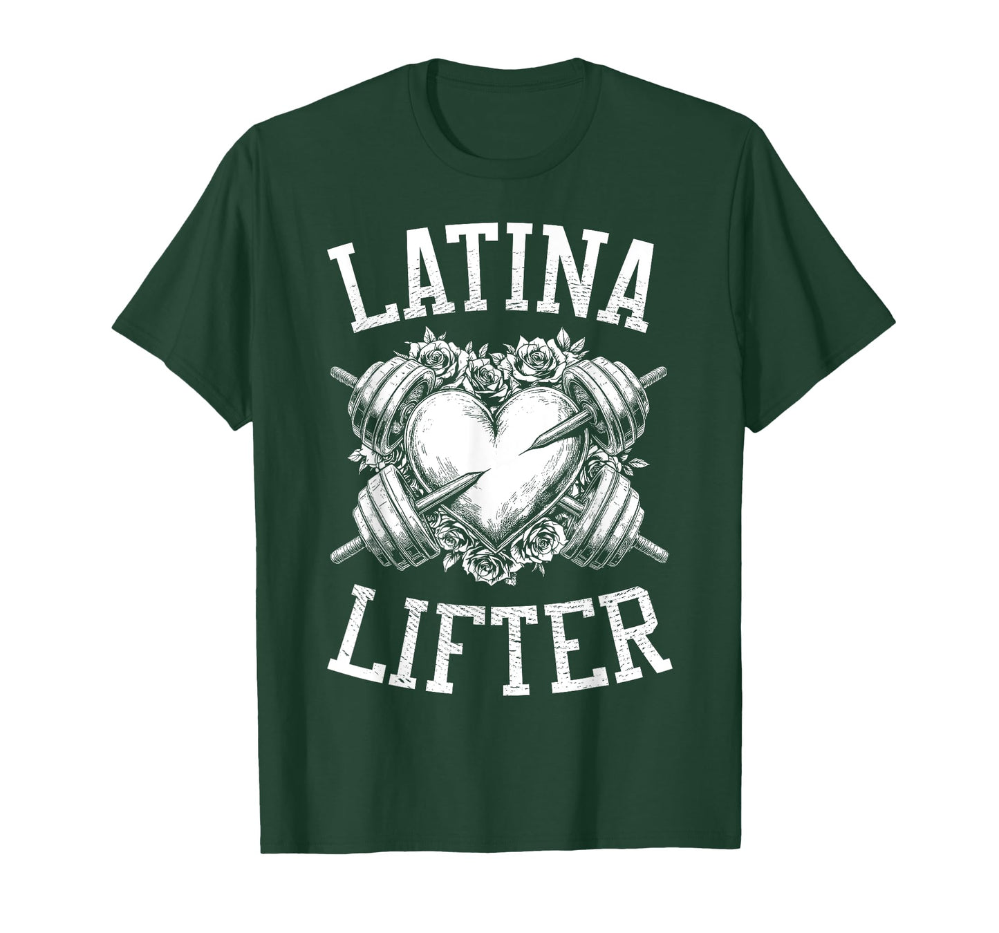 Latina Lifter Spanish Gym Barbell Heart Hispanic Fitness T-Shirt