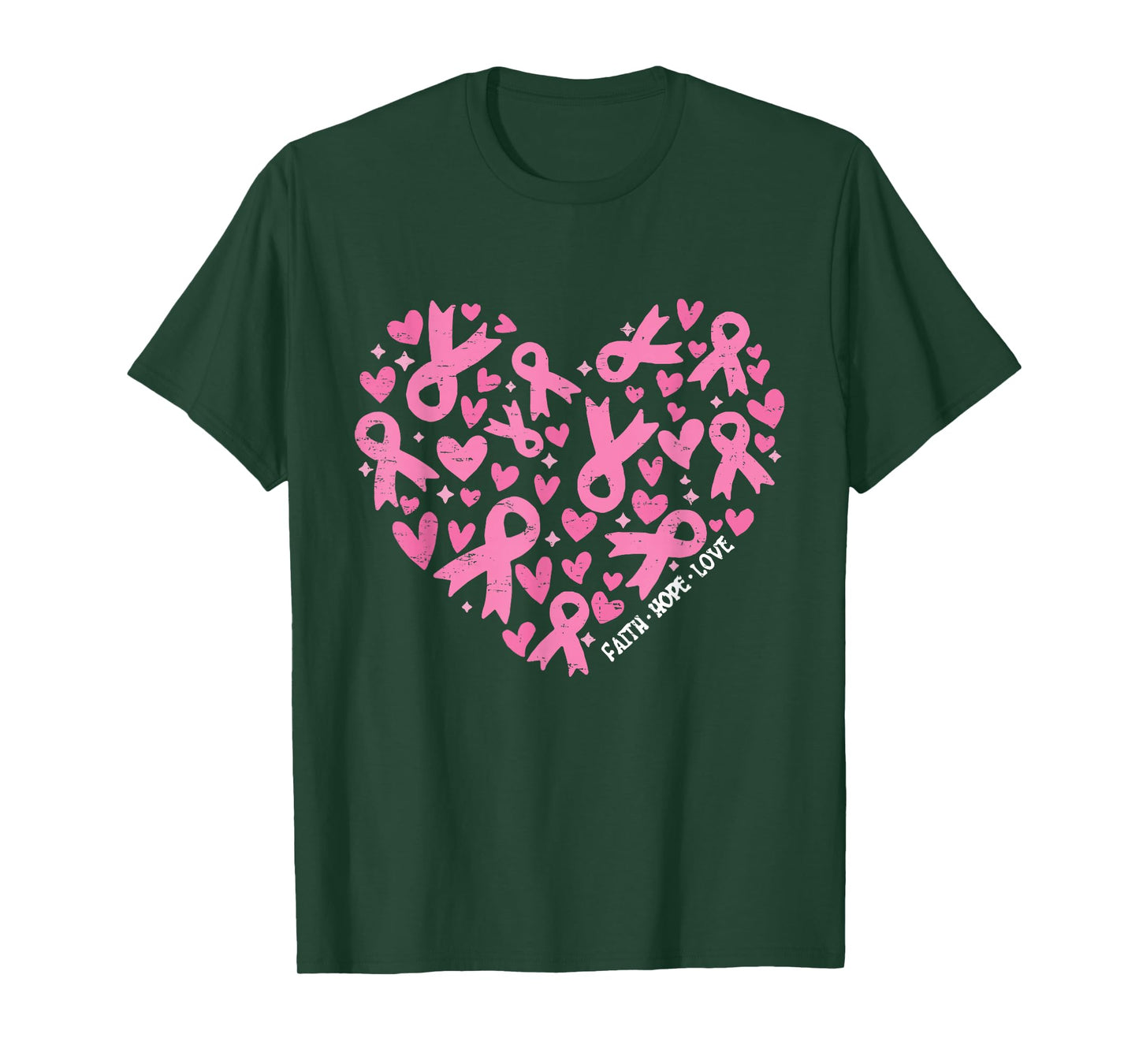 Faith Hope Love Breast Cancer Awareness Pink Ribbon Warrior T-Shirt