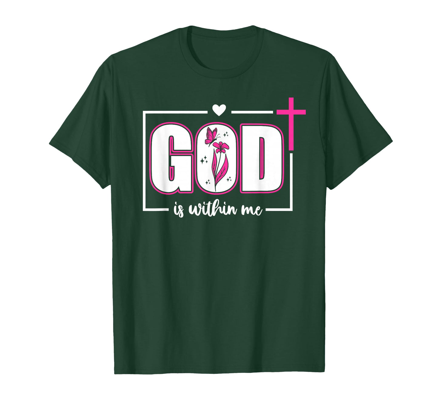 God is Within Me Will I Not Fall Psalm 46:5 Bible Verse Pink T-Shirt