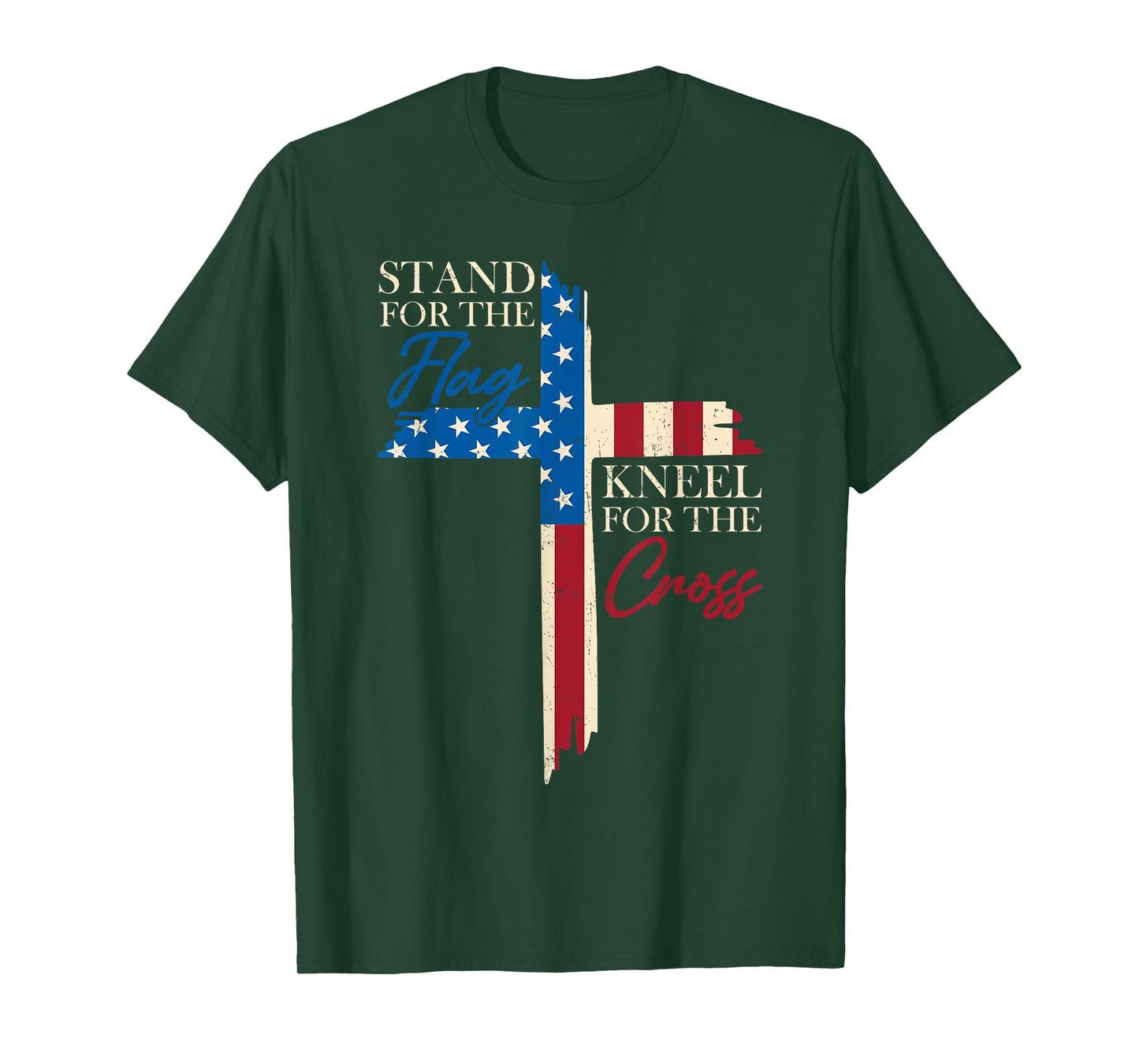 Stand For The Flag Kneel For The Cross Christian USA Flag T-Shirt