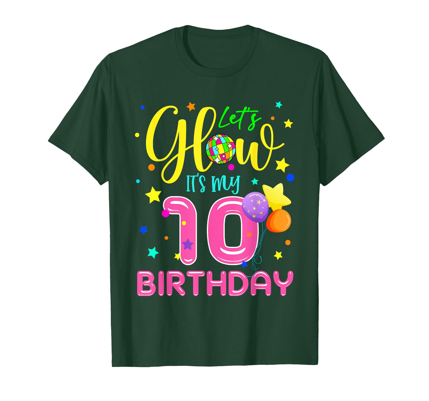 Lets Crazy It's My 10th Birthday Party Glowing 80s Team T-Shirt