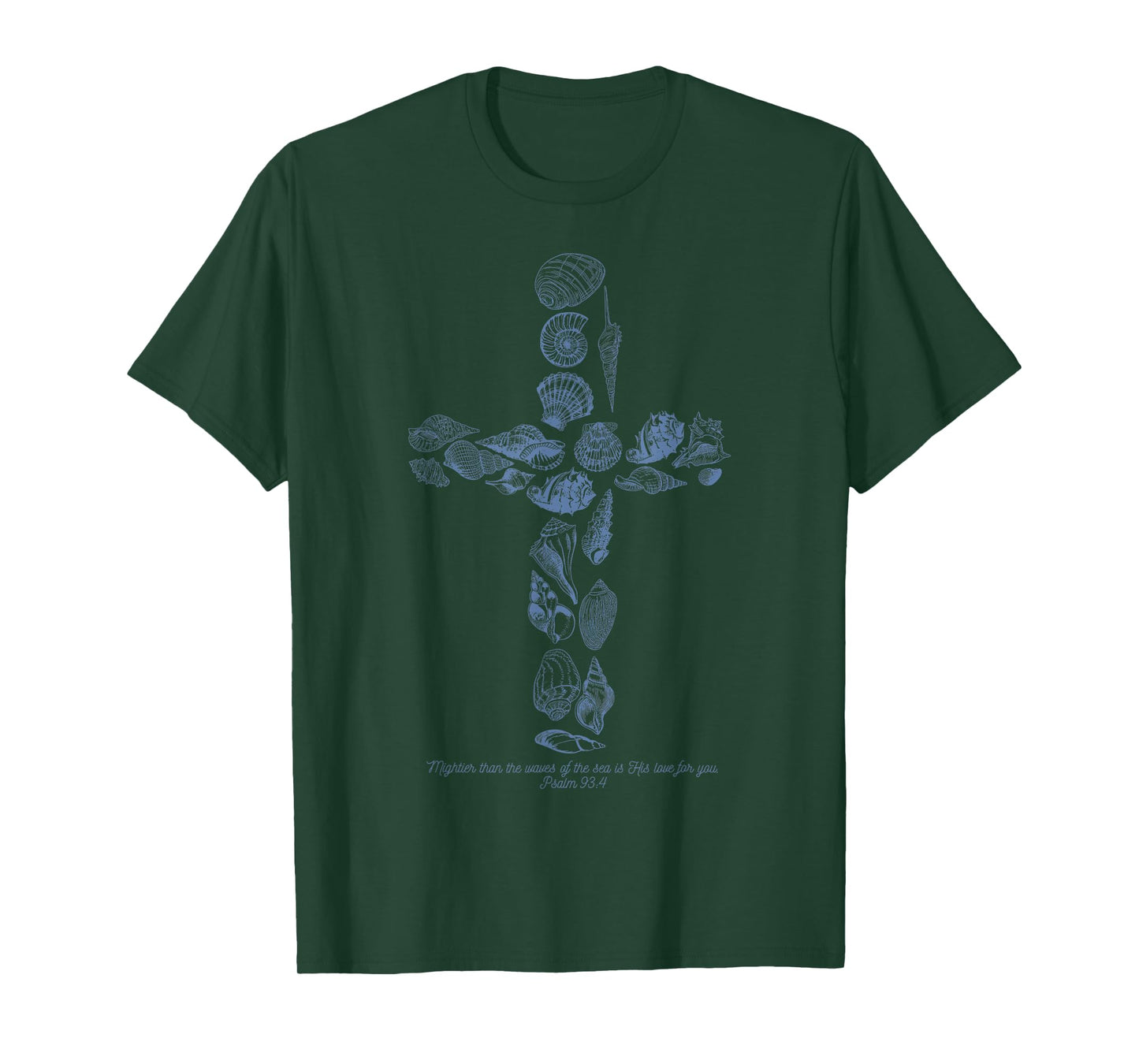 Beachy Ocean Seashell Ocean Beach Faith Cross Christian T-Shirt for Men Women