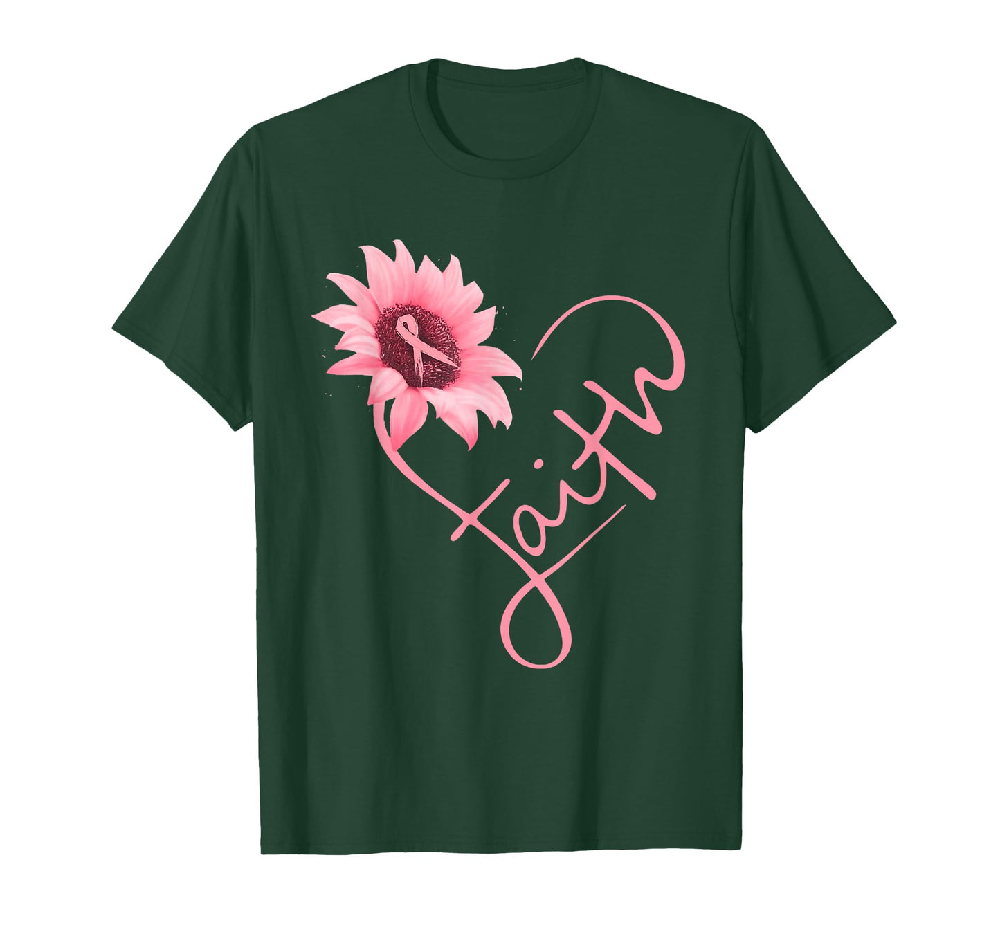 Breast Cancer Shirt Women Pink Ribbon Daisy Faith T-Shirt