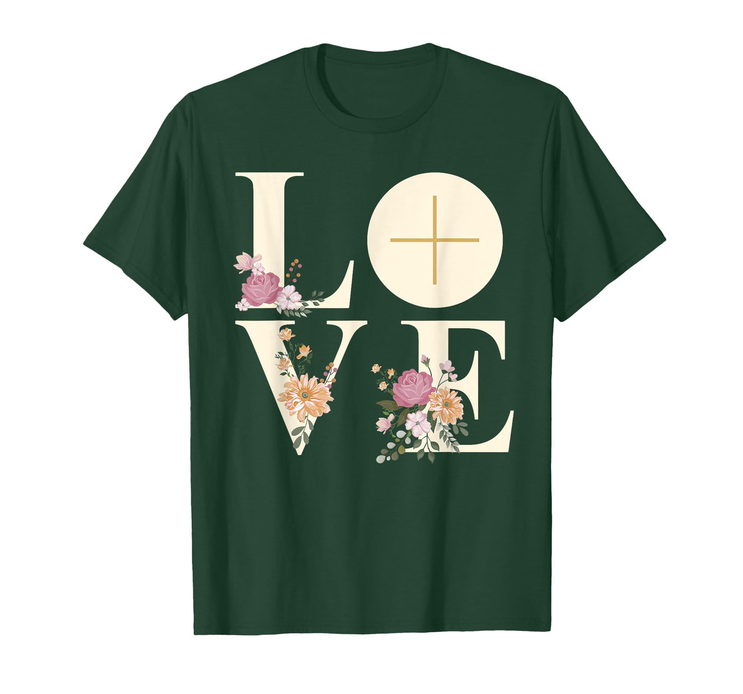 Love Cross Floral Eucharist Liturgy Catholic Christian T-Shirt