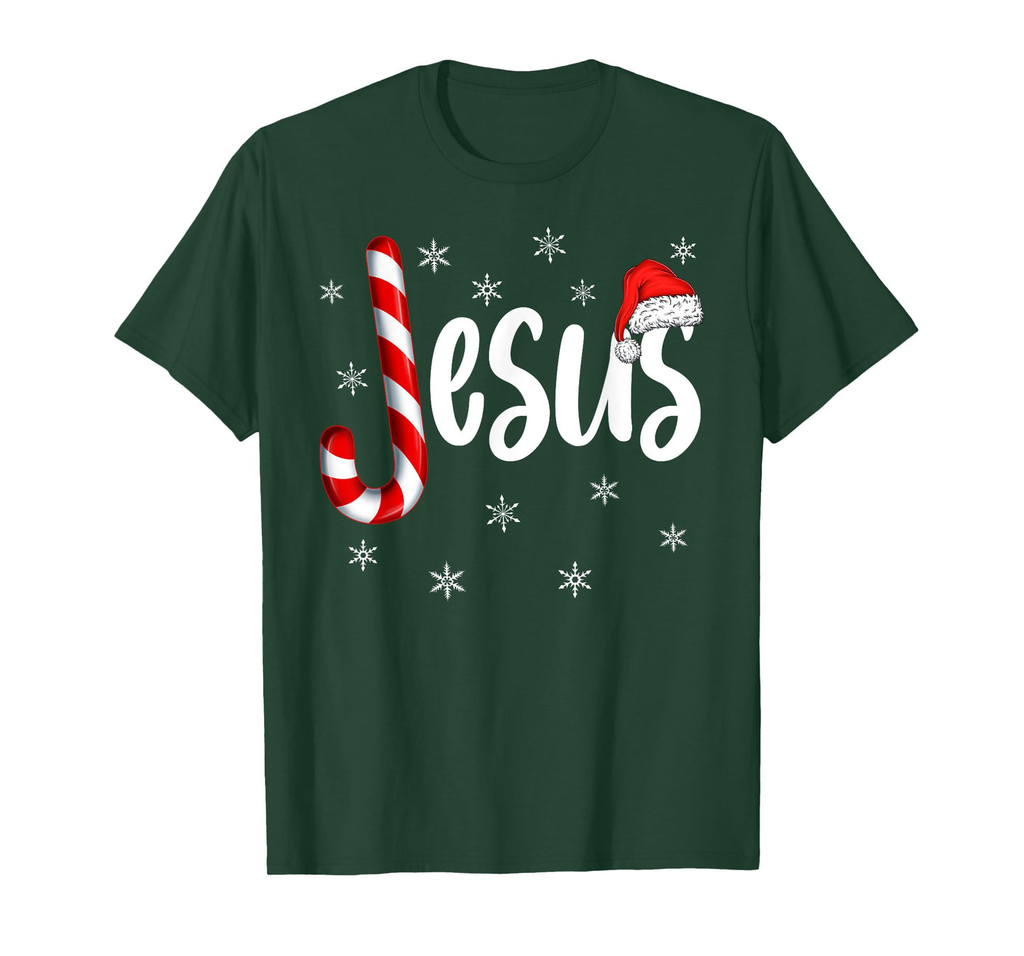 Christian Jesus Candy Cane Xmas Faith Religious Christmas T-Shirt
