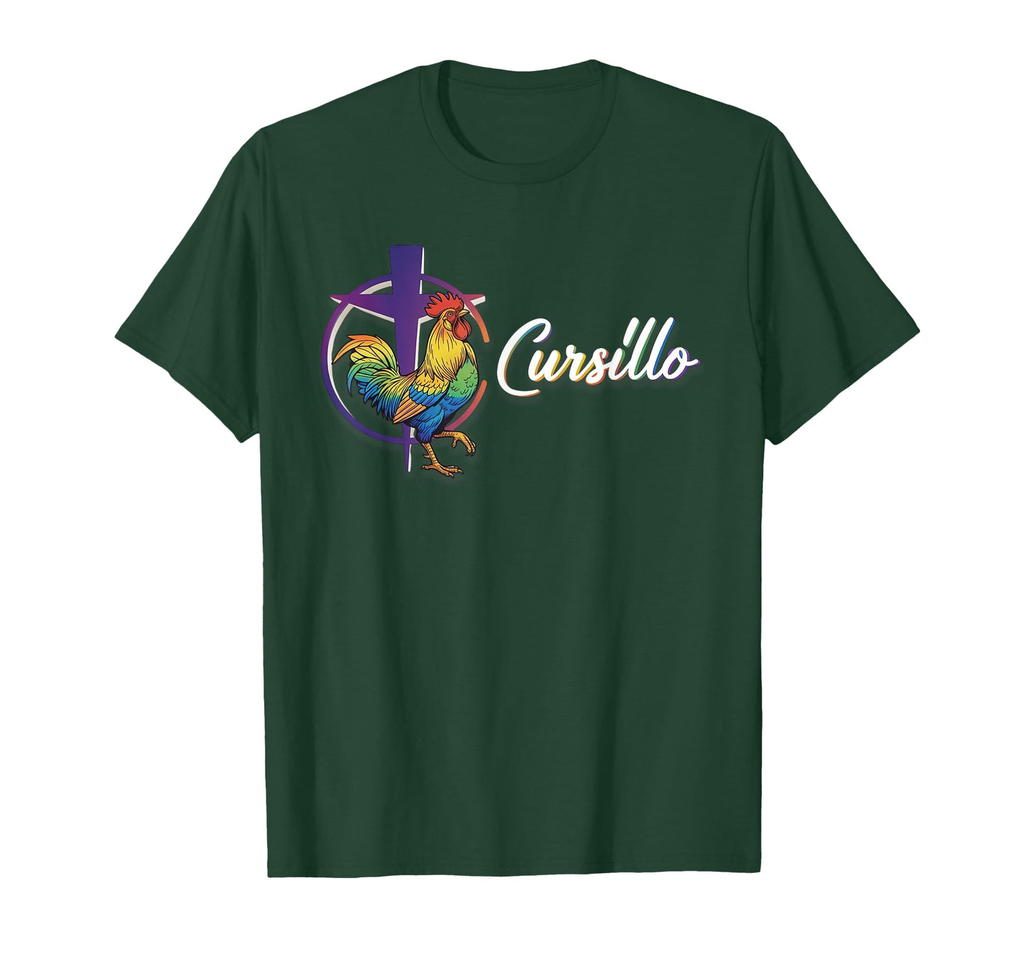 DeColores Cursillo Rainbow Rooster Catholic T-Shirt