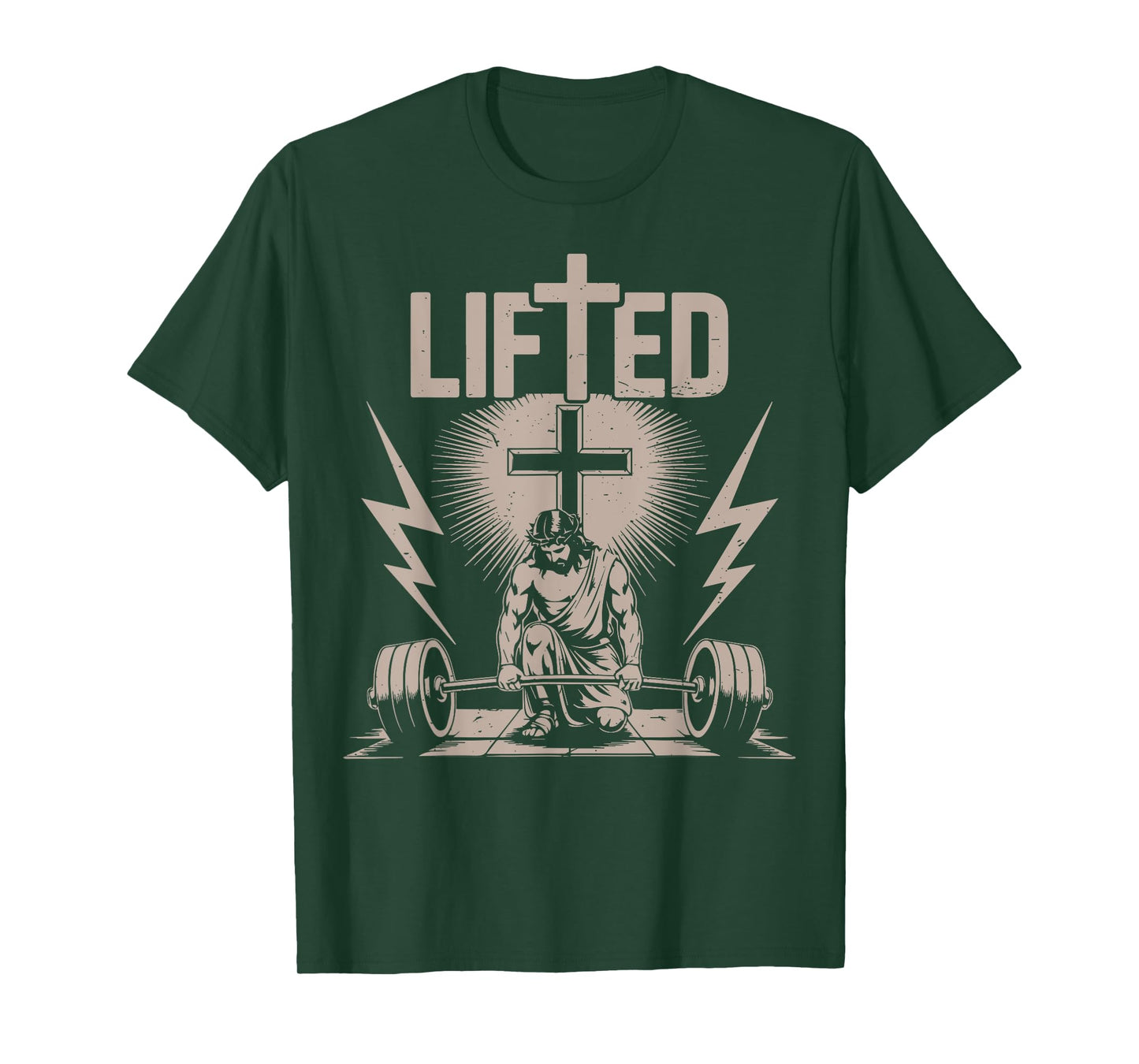 Lifted Funny Christian Workout Gym Jesus Weightlifting Cross T-Shirt
