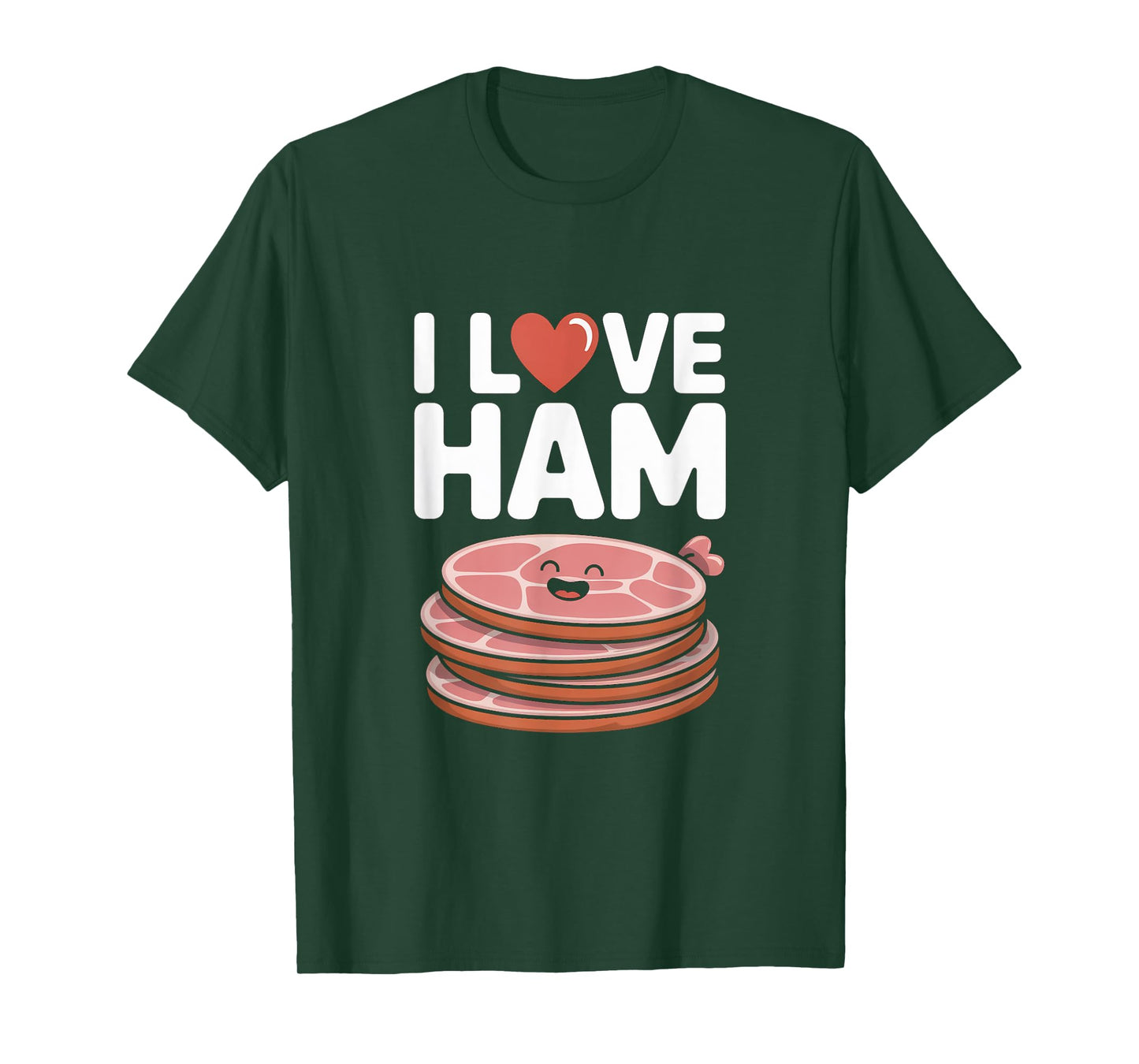 I Love Ham Cute Cartoon Ham Stack Humor T-Shirt