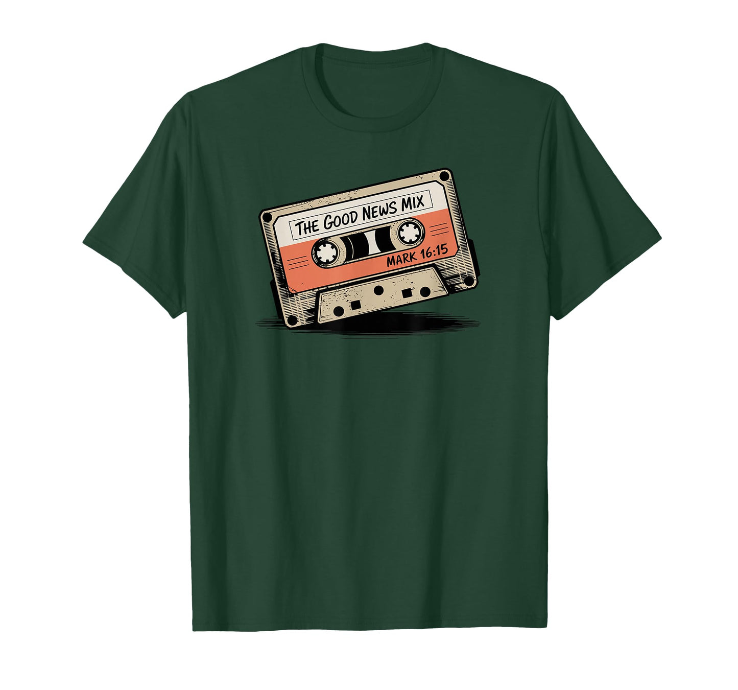 Vintage Cassette Tape Bible Verse Mark 16:15 Christian Retro T-Shirt