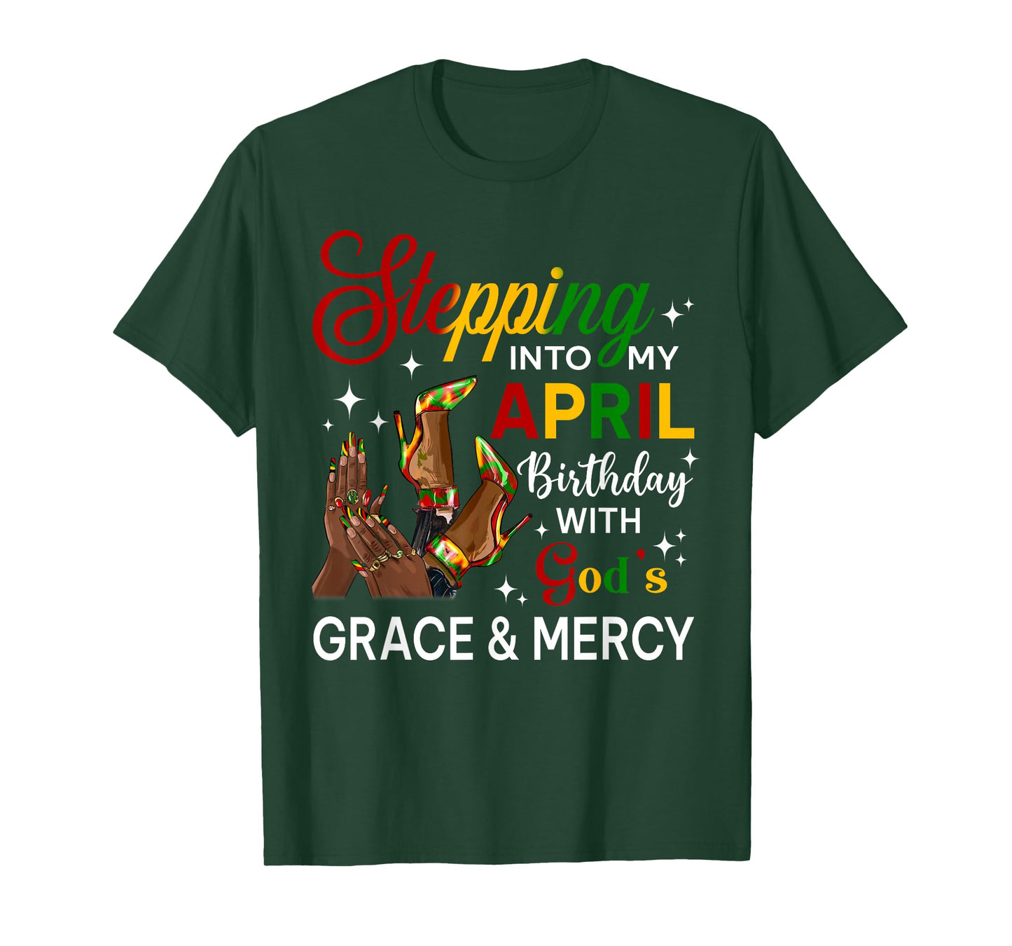 Stepping Into April Birthday Queen Nails High Heels Women T-Shirt