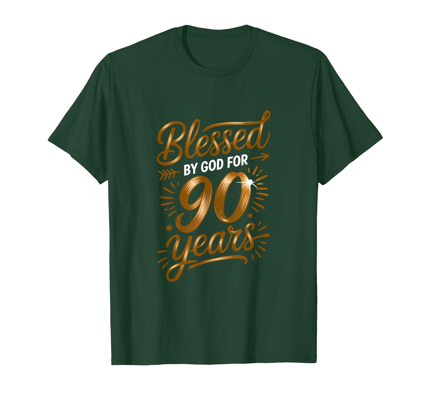 Blessed by God for 90 Years Religious Themed 90th Birthday T-Shirt