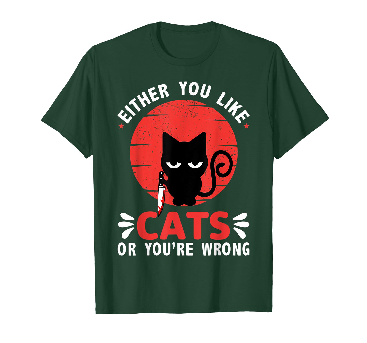 Vintage Black Cat - Either You Like Cats Or You're Wrong T-Shirt