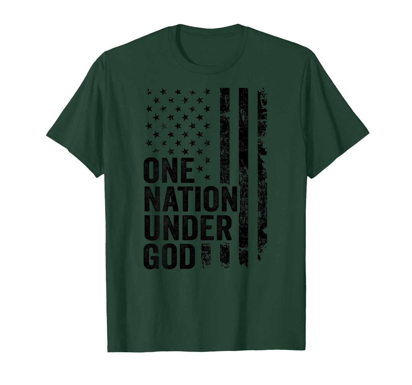 One Nation Under God - Christian Faith USA Flag (ON BACK) T-Shirt