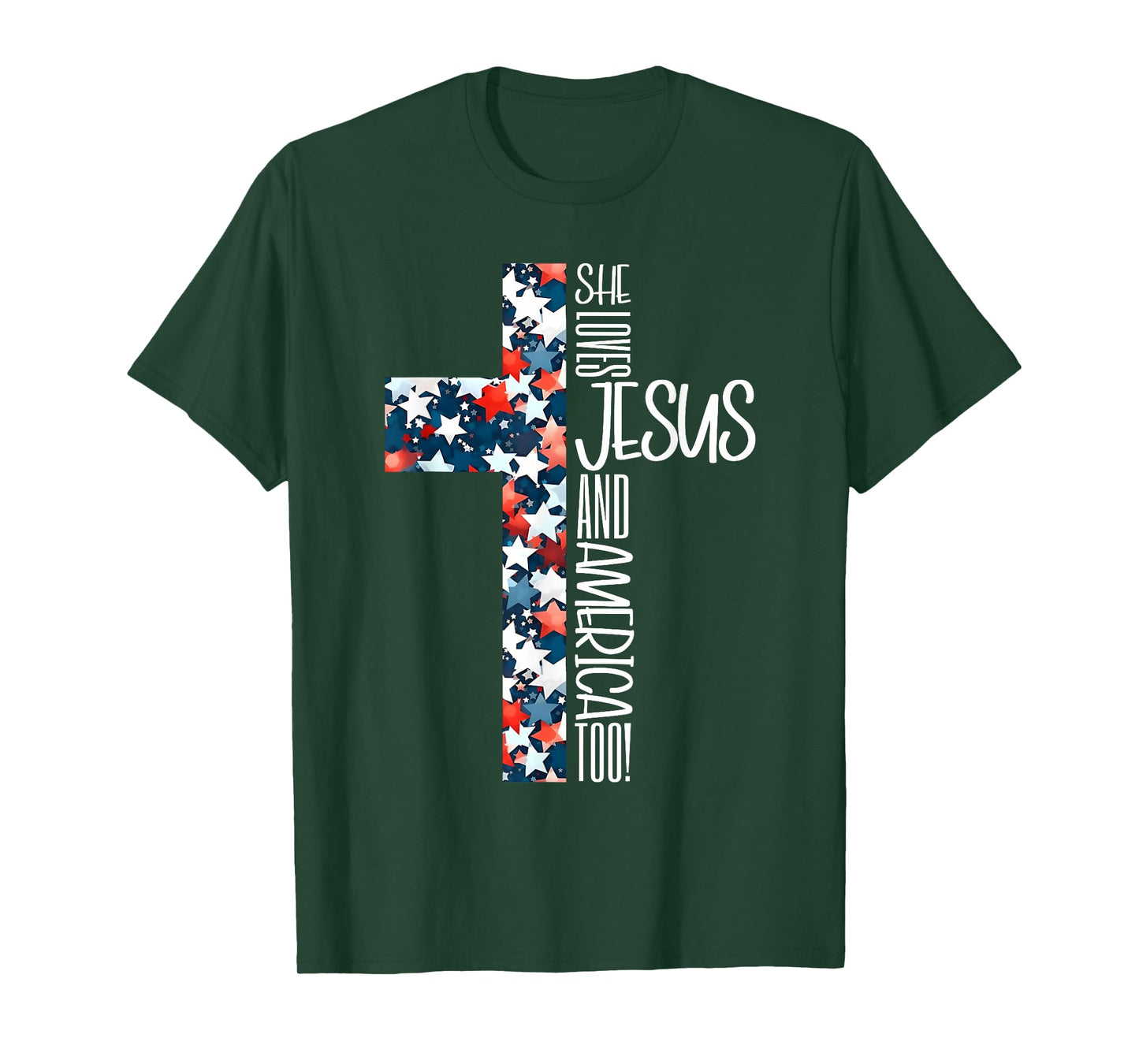 She Loves Jesus & America Too Christian American 4th Of July T-Shirt