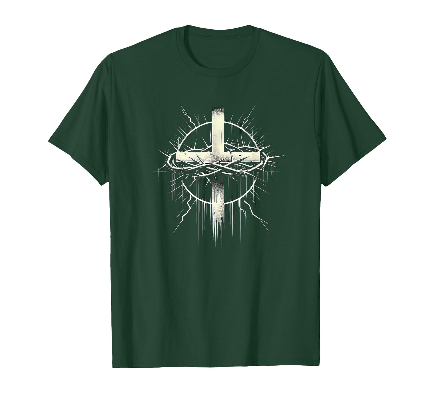 Christian Cross Punk Art Style Crown of thorns distressed T-Shirt