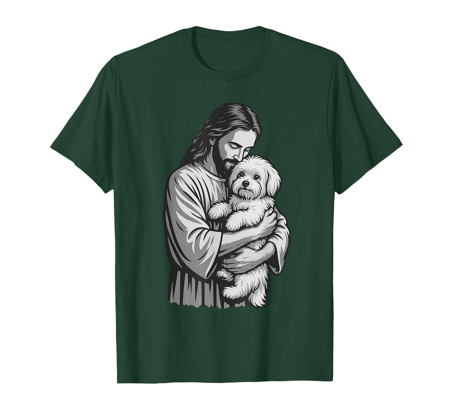 Maltese Dog And Jesus Christian Faith Dog Lover T-Shirt for Men Women Kids