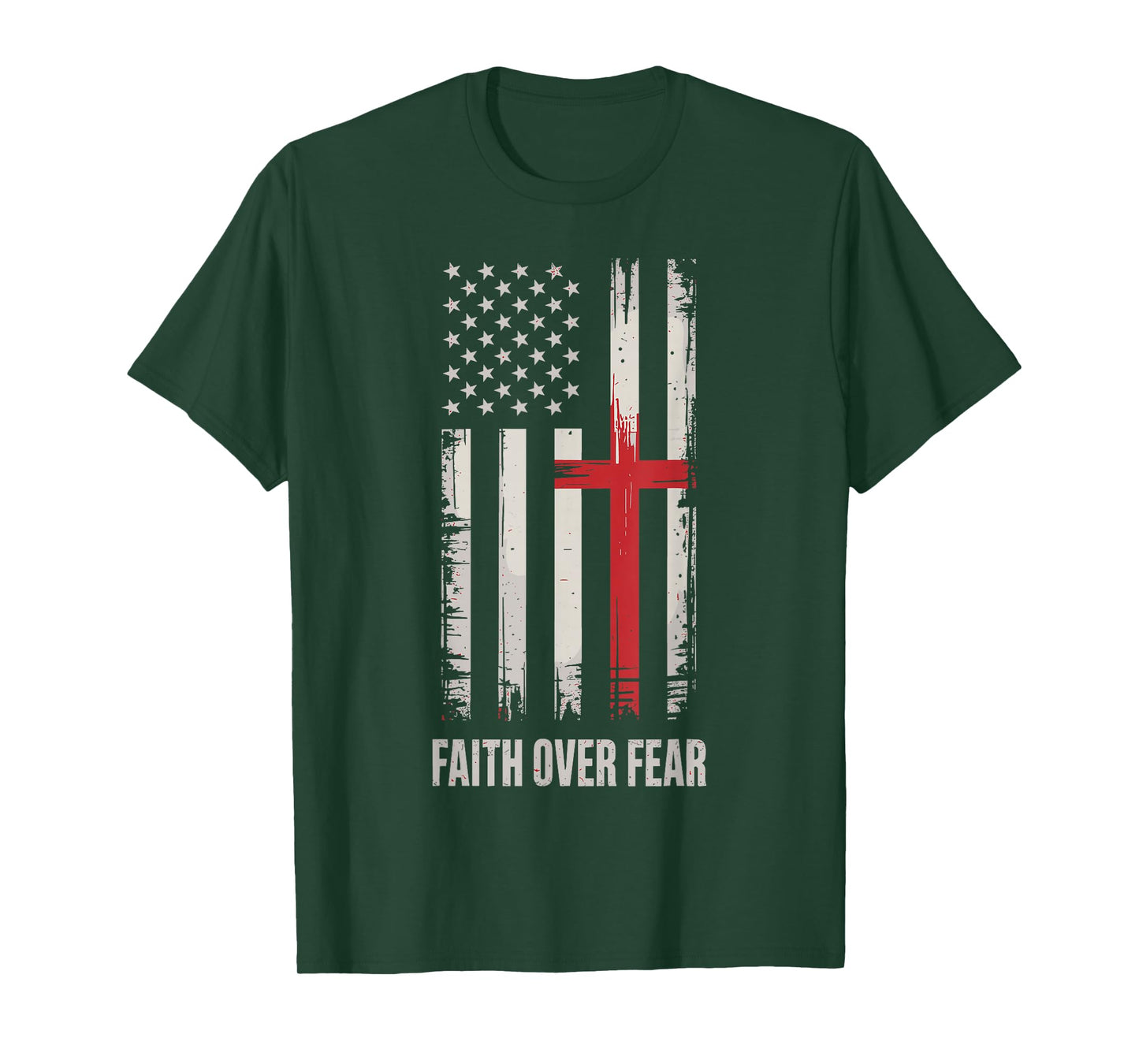Faith Over Fear American Flag Cross T-Shirt