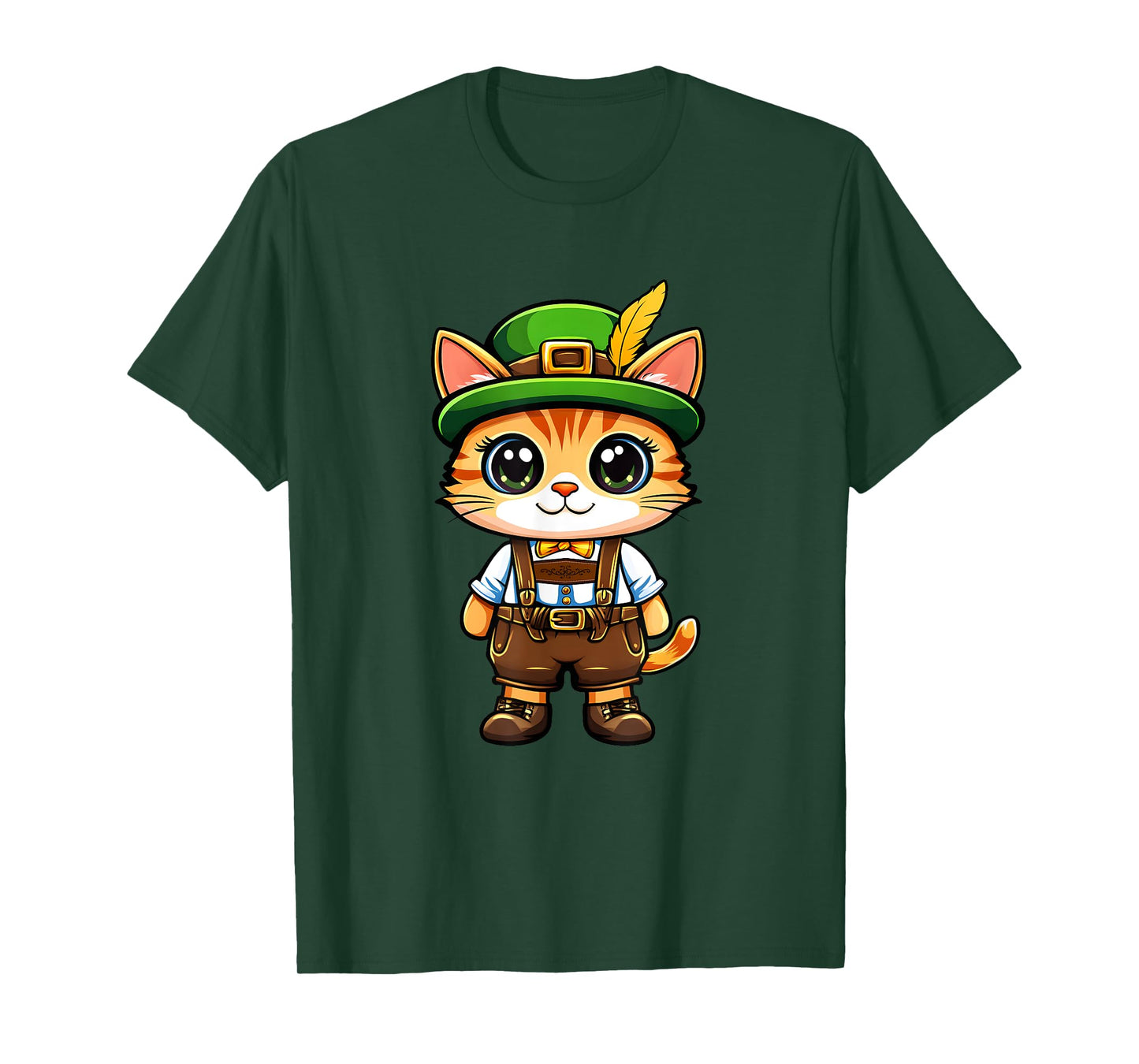 Oktoberfest Cat Funny German Bavarian Lederhosen Cat Lover T-Shirt