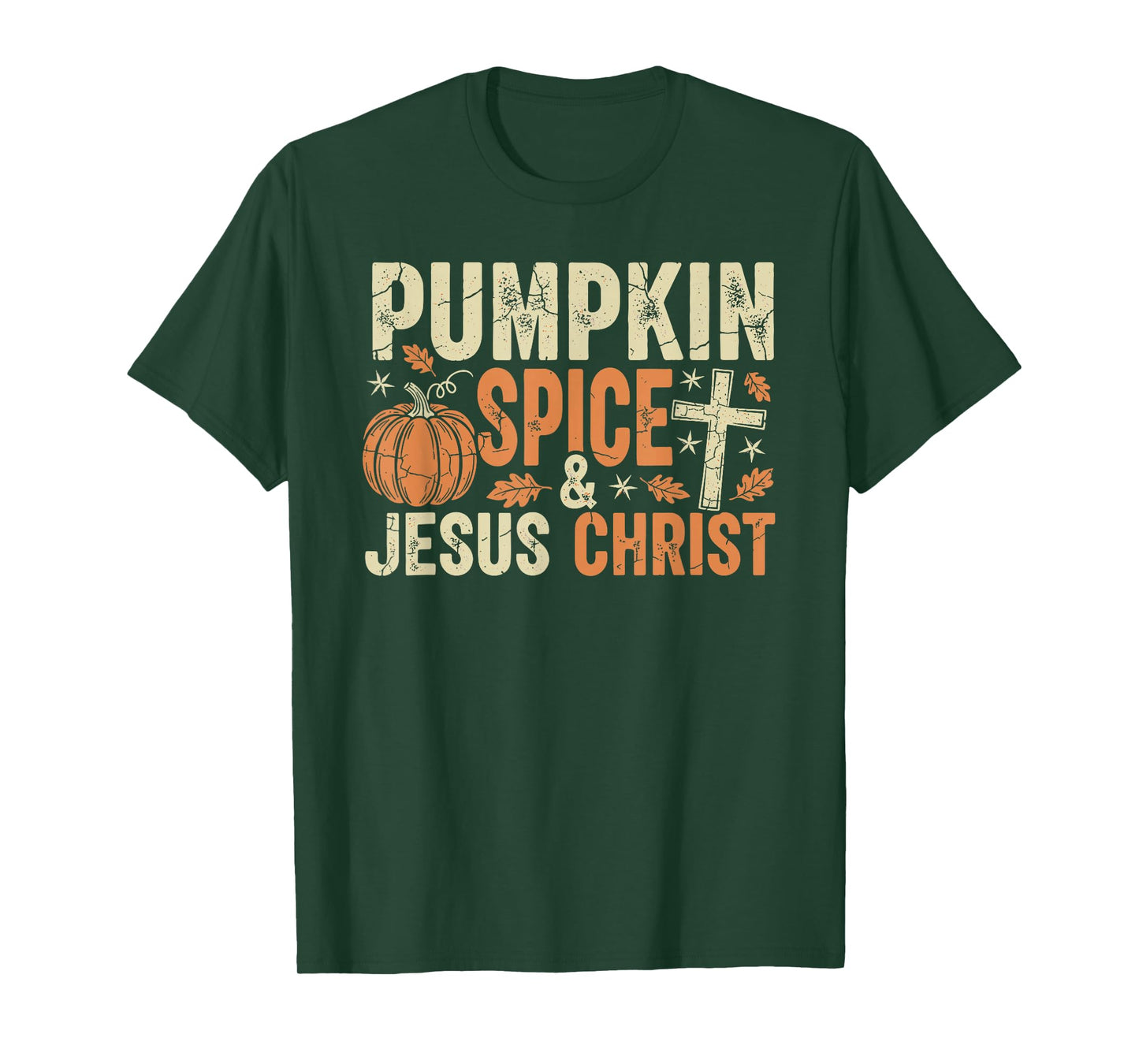 Pumpkin Spice and Jesus Christ Retro Fall Faith Design T-Shirt