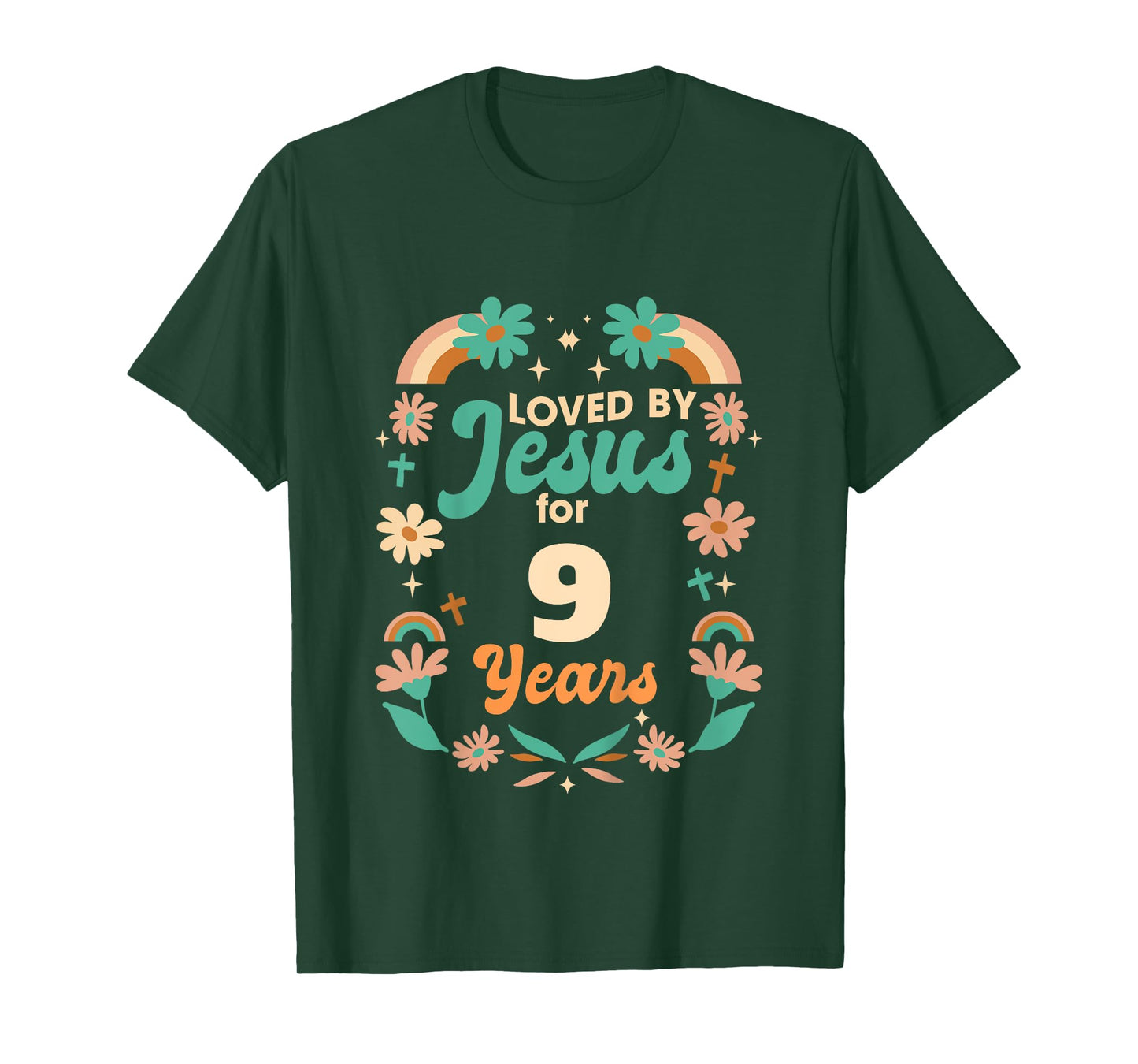 Loved By Jesus For 9 Years 9th Birthday Christian Theme T-Shirt