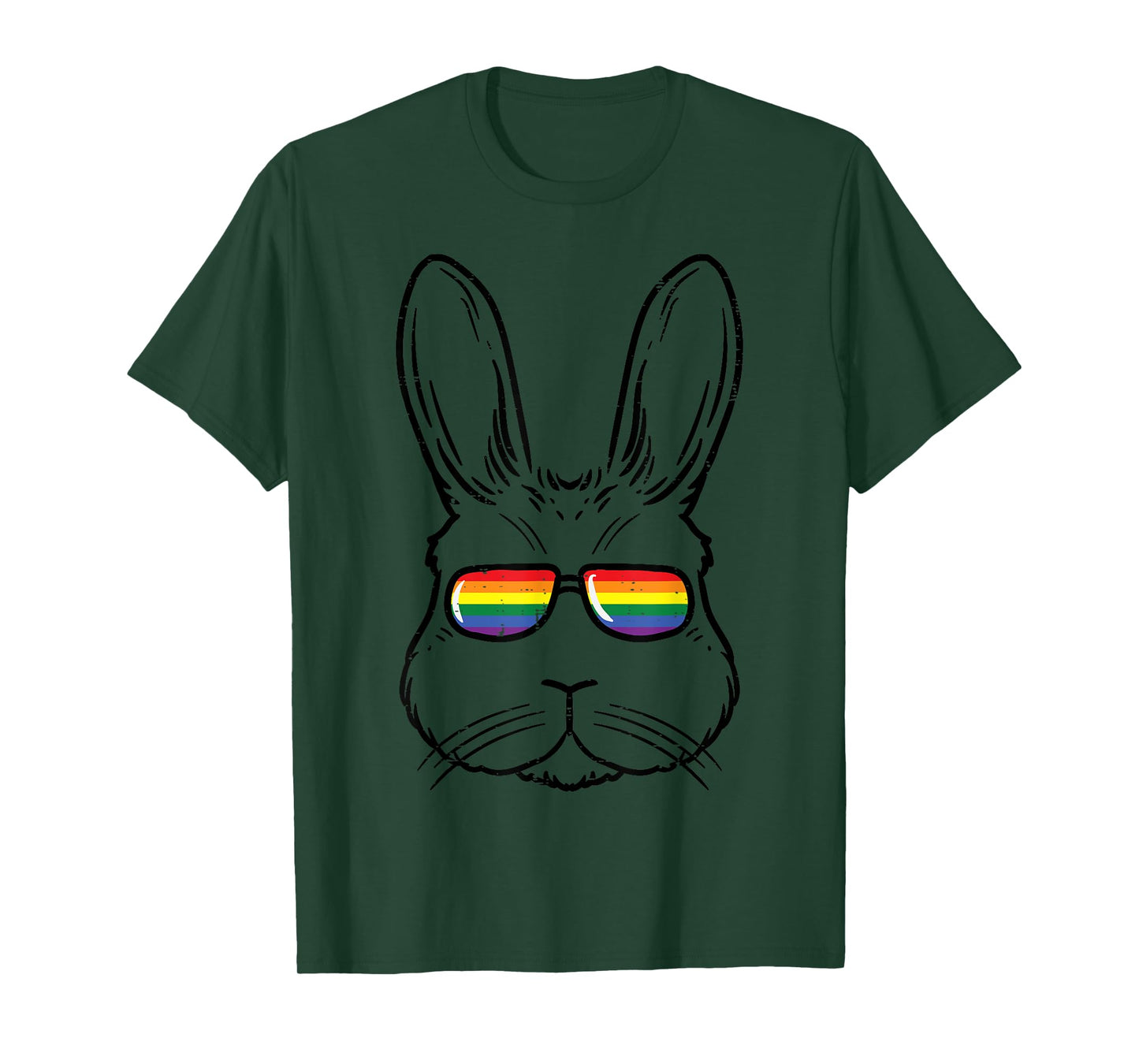 Easter Bunny With Glasses Rainbow Cool Gay Rabbit LGBTQ T-Shirt