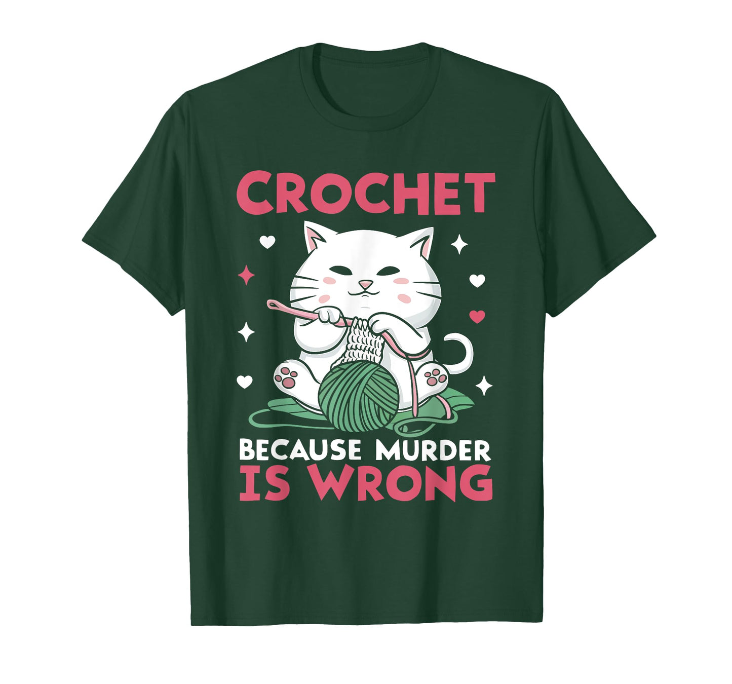 Crochet Because Murder Is Wrong Funny Cat Knits Men Women T-Shirt