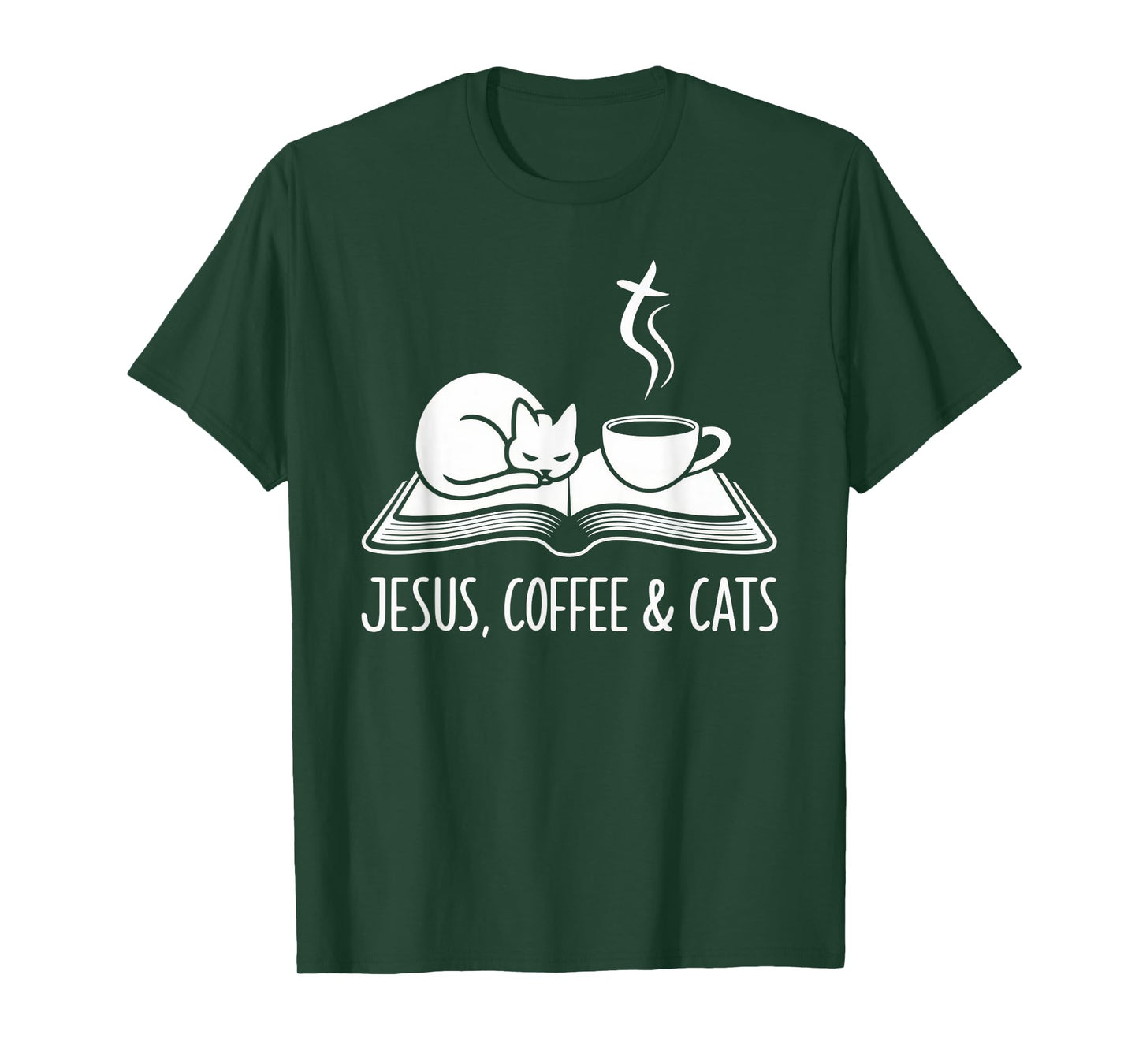 Jesus Coffee Cats Funny Cute Design Jesus Lovers Christian T-Shirt