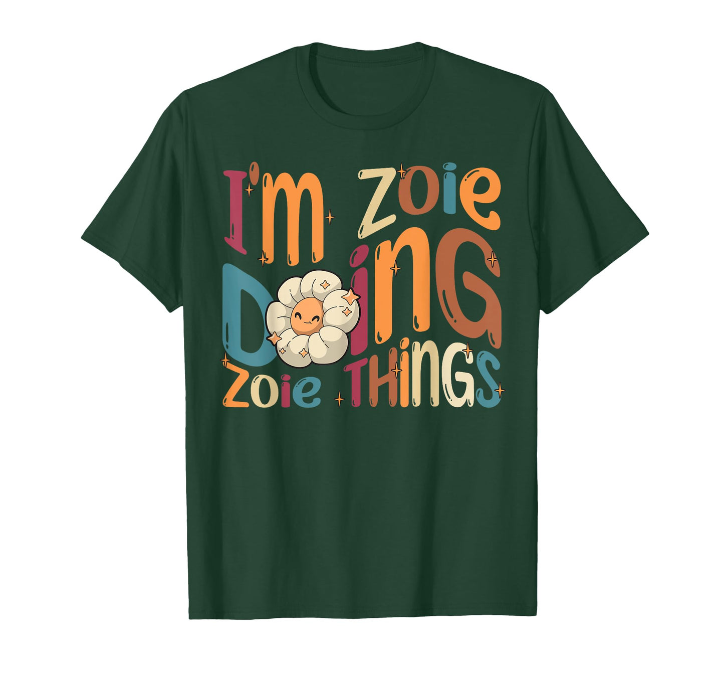 Zoie Happy Birthday I'm Zoie T-Shirt, Black, Women's, Small, Modern Cartoon T-Shirt, Short Sleeve, Round Neck, All Seasons
