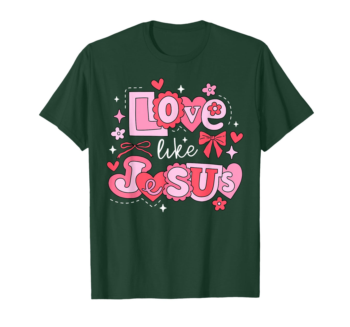 Love Like Jesus Faith Cross Heart Valentines Christian T-Shirt