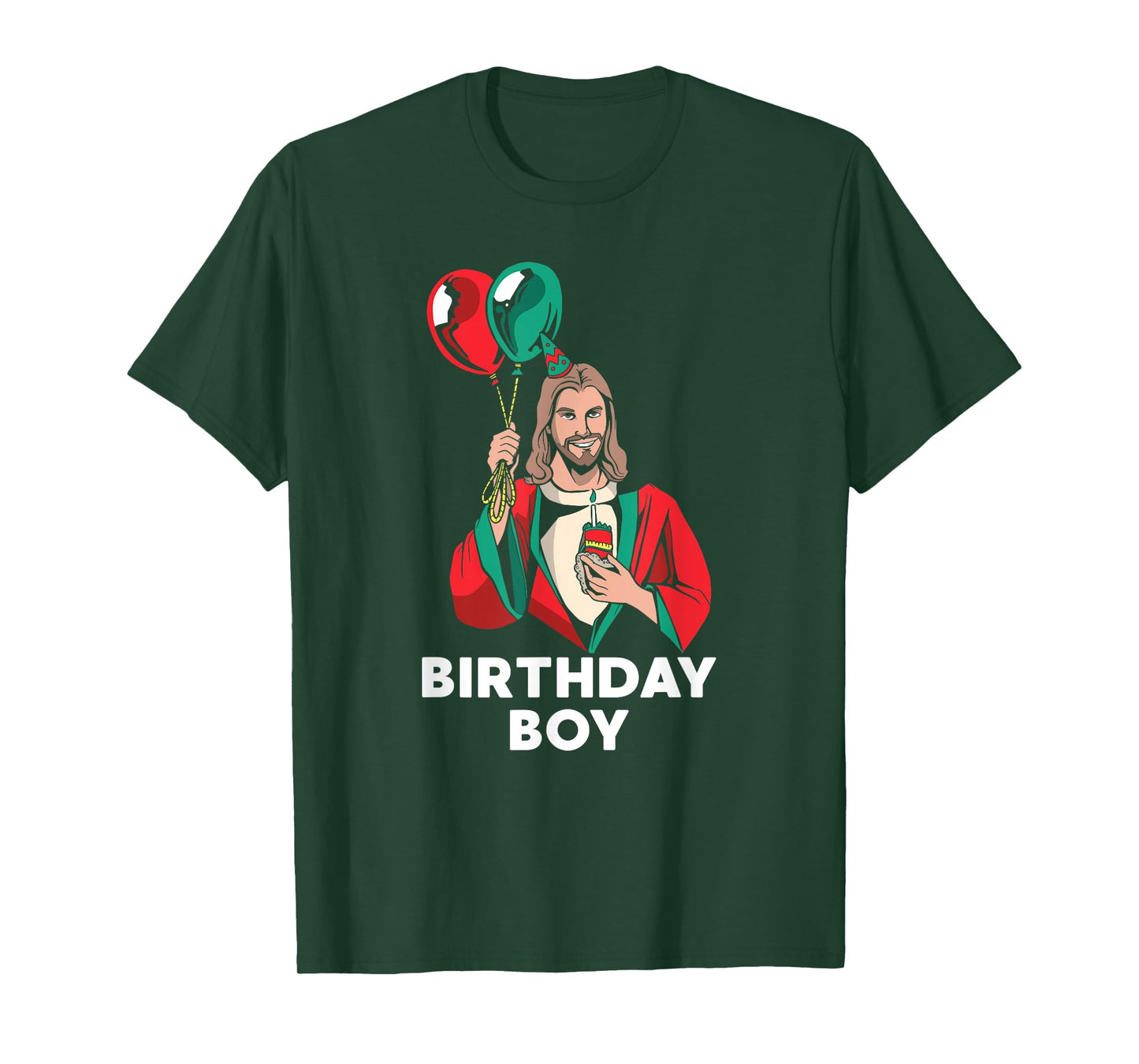 Birthday Boy Jesus Christ Santa Hat Christmas Christian T-Shirt