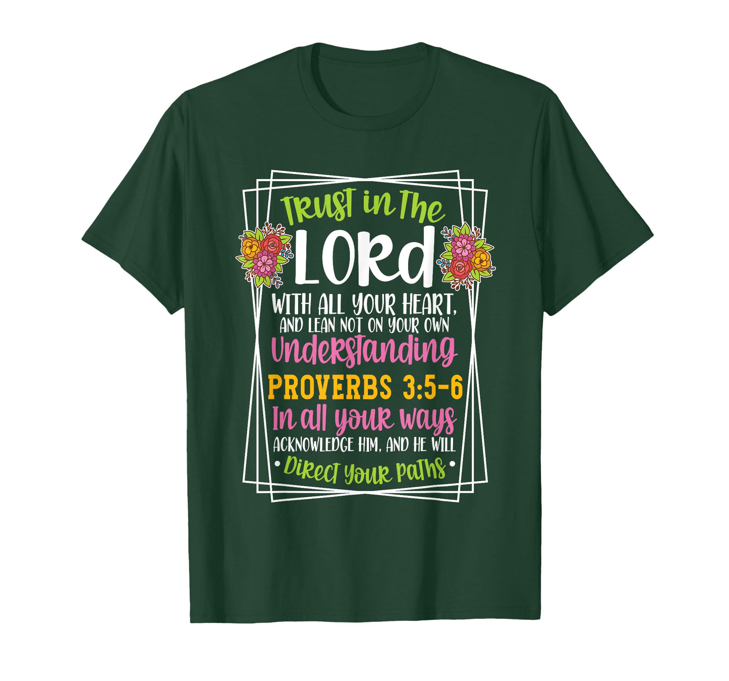 Proverbs 3:5-6 Bible Verse Religious Christian Men and Women T-Shirt