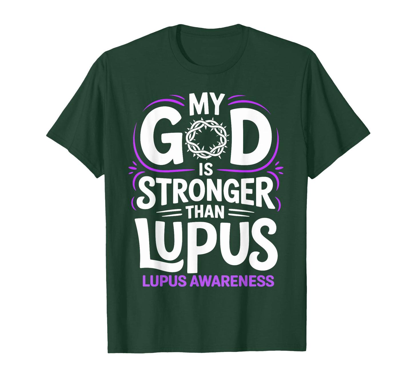 My God is Stronger Than Lupus Purple Ribbon Lupus Awareness T-Shirt