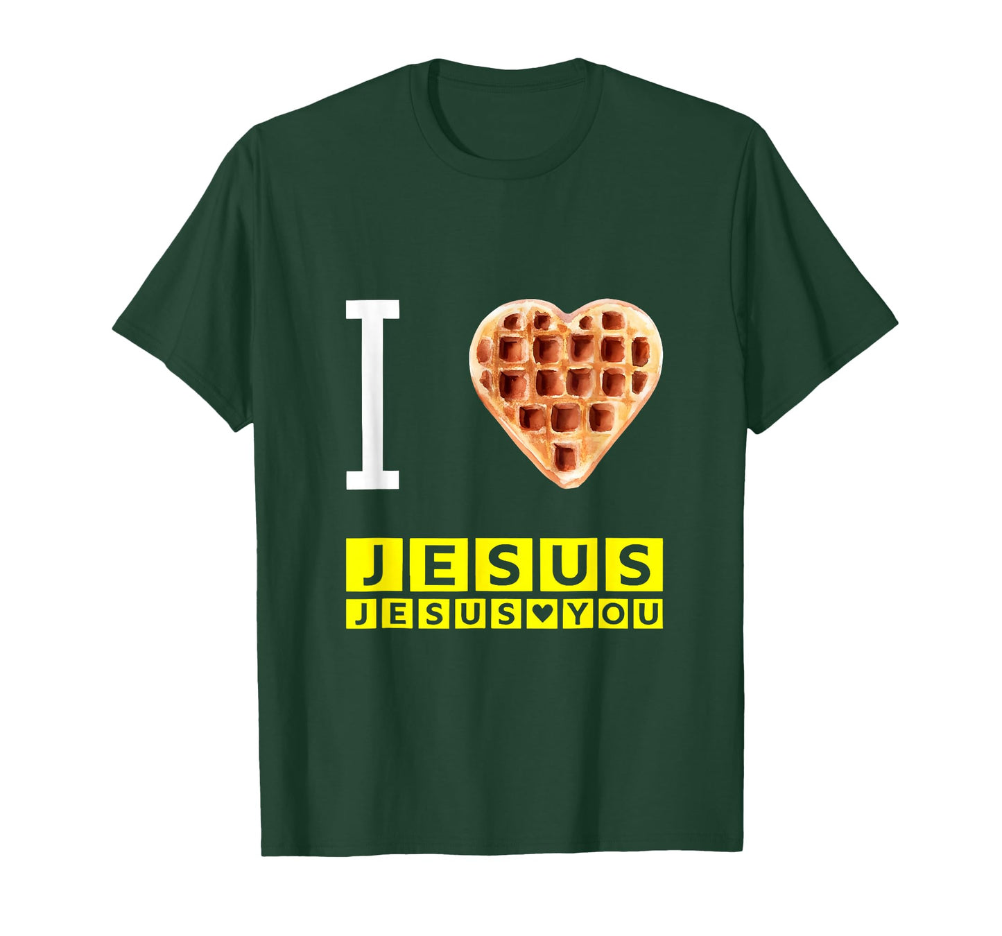 Funny I Love Jesus Waffle Heart Christian Breakfast T-Shirt