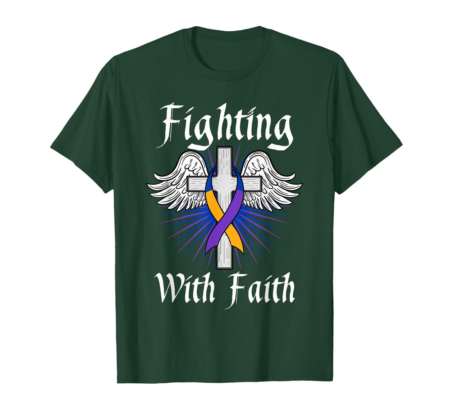 Fighting Faith Bladder Cancer Purple Blue And Yellow Dysuria T-Shirt
