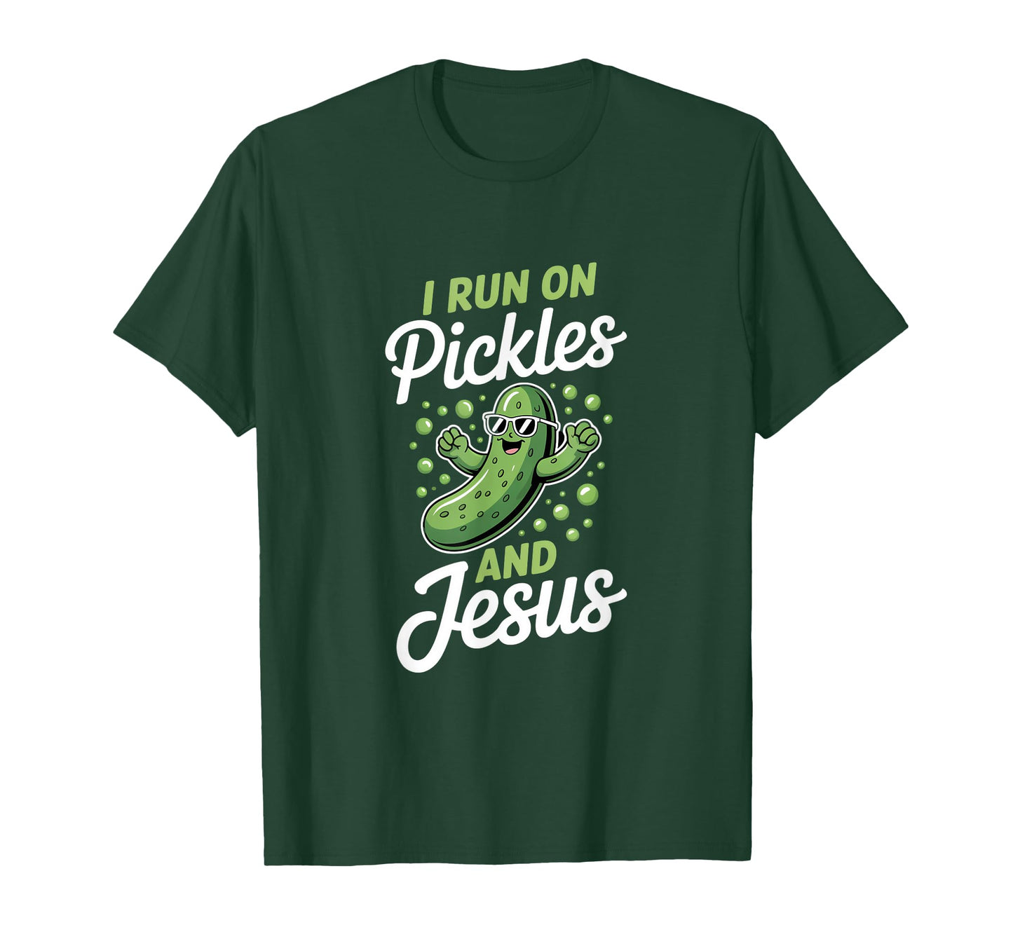 Funny Pickle Cucumber I Run on Pickles and Jesus T-Shirt
