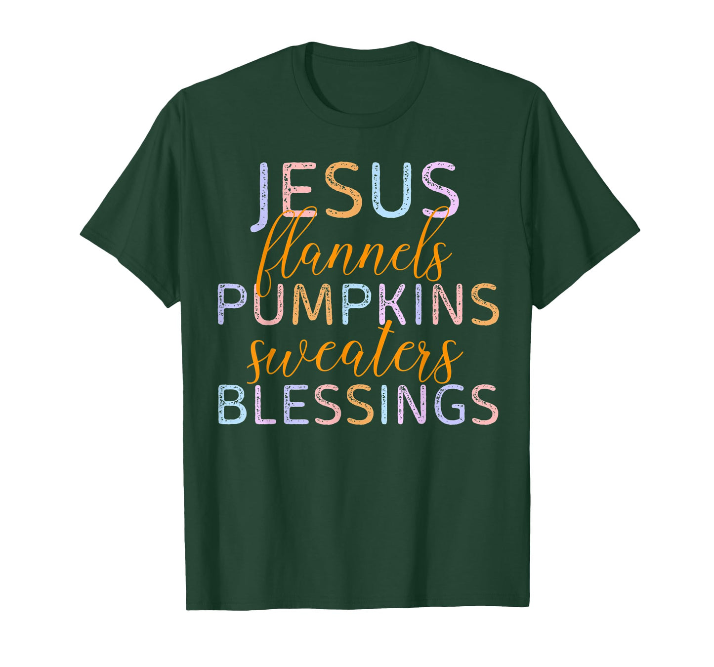 Jesus Flannels Pumpkins Sweaters Blessings Fall Season Faith T-Shirt